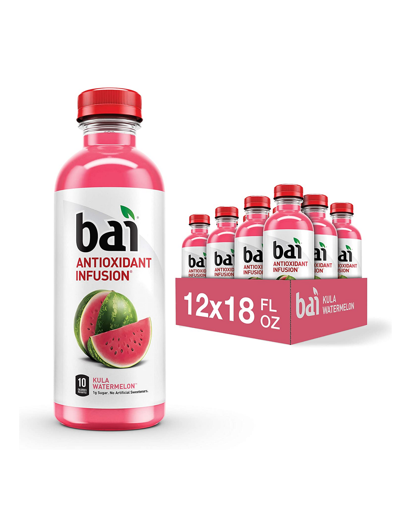 Bai Flavored Water, Antioxidant Infused Drinks, Kula Watermelon, 18 fl oz (Pack of 12)