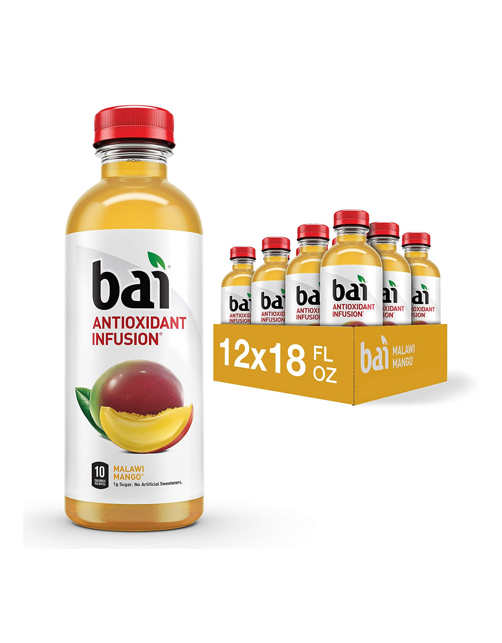 Bai Flavored Water, Antioxidant Infused Drinks, Malawi Mango, 18 fl oz (Pack of 12)