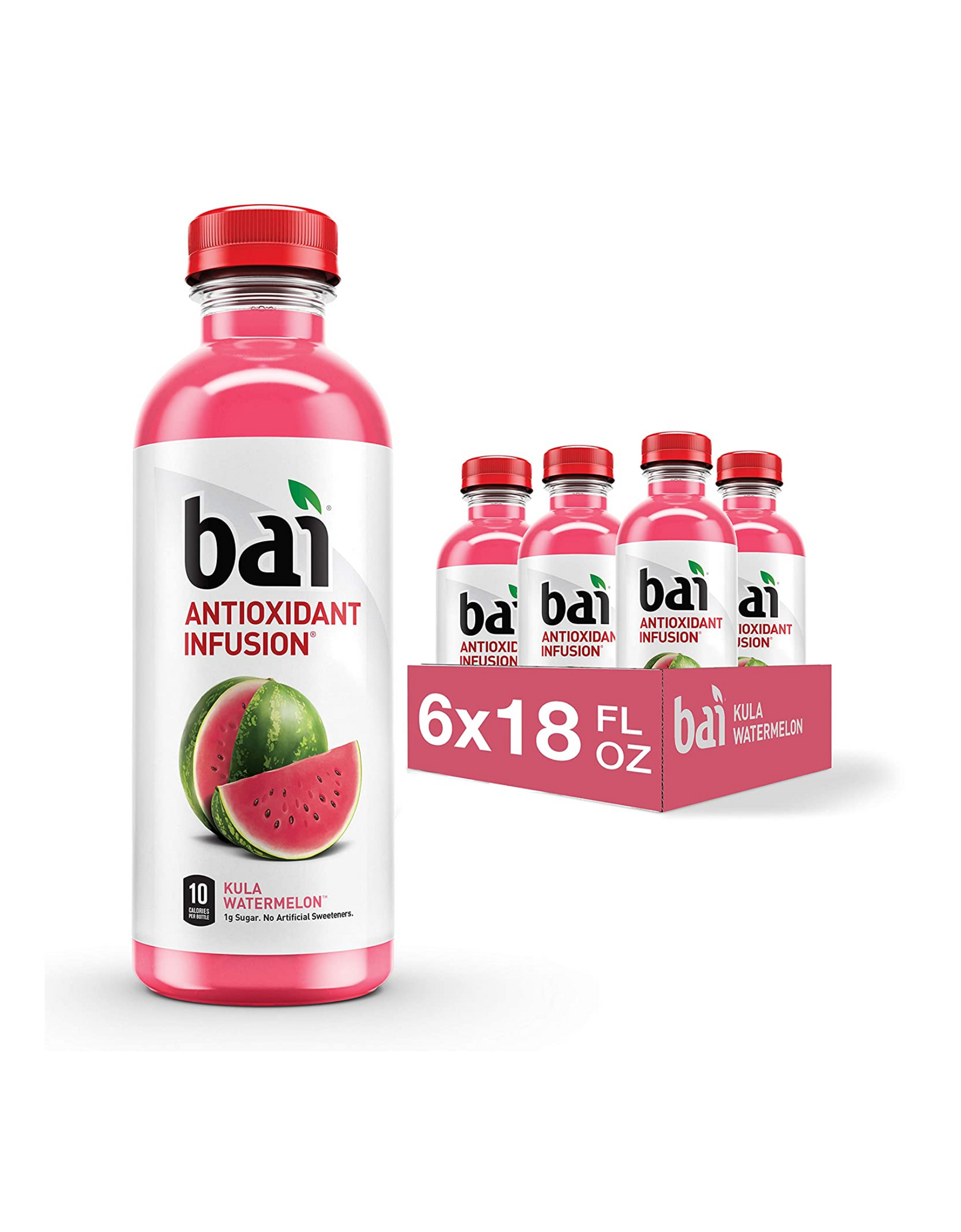 Bai Flavored Water, Kula Watermelon, Antioxidant Infusion Drinks, 18 fl oz (Pack of 6)