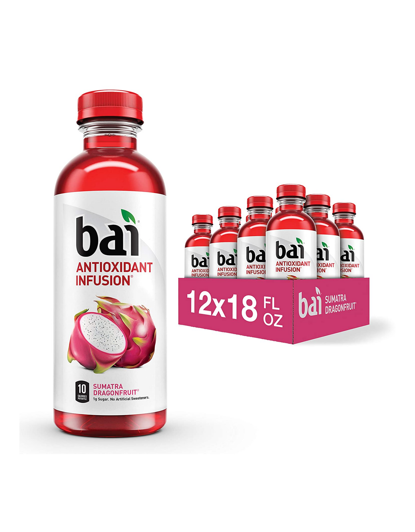 Bai Flavored Water, Sumatra Dragonfruit, Antioxidant Infusion, 18 fl oz (Pack of 12)