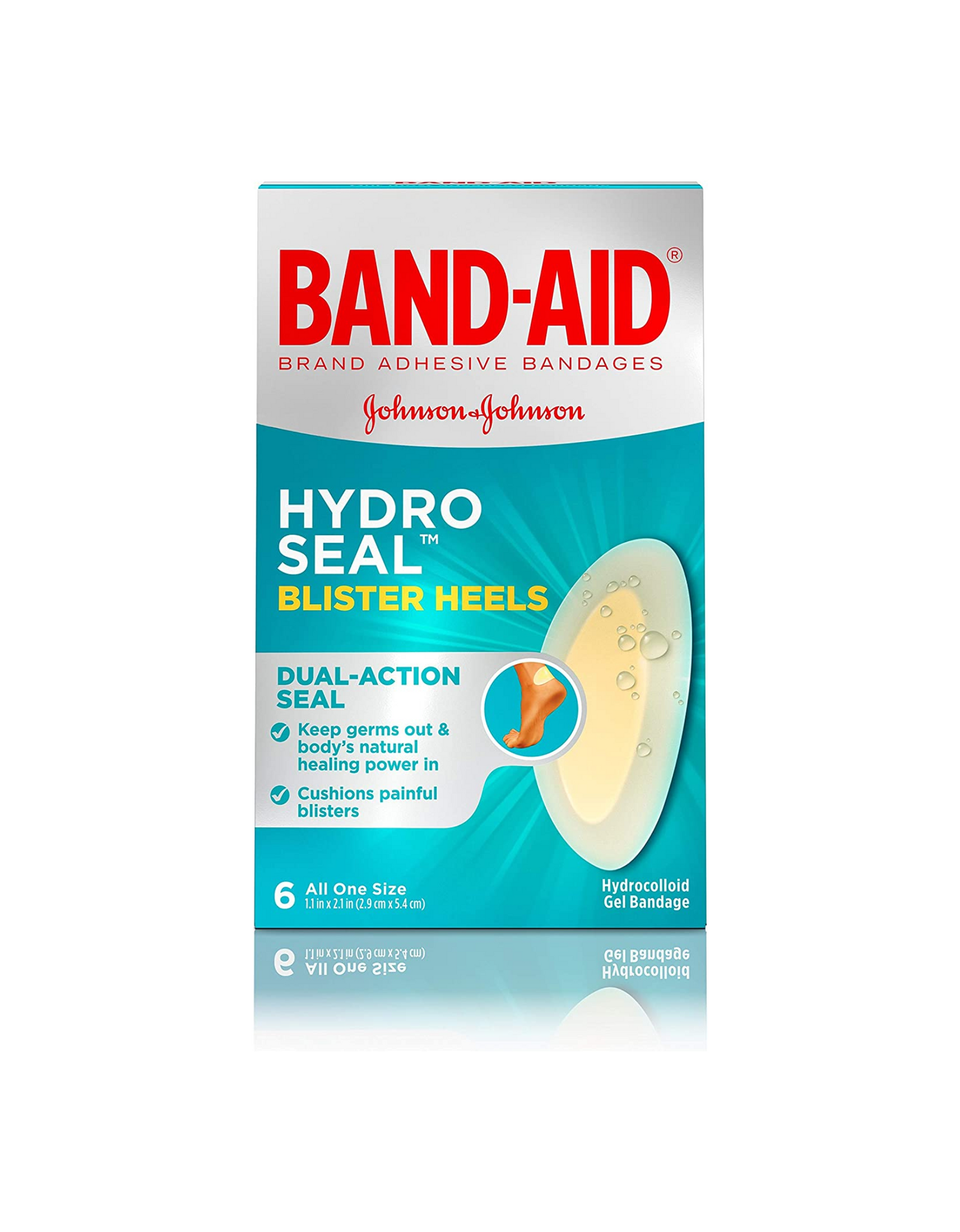 Band-Aid Brand Hydro Seal Adhesive Bandages for Heel Blisters, Dual-Action Seal, 6 Ct