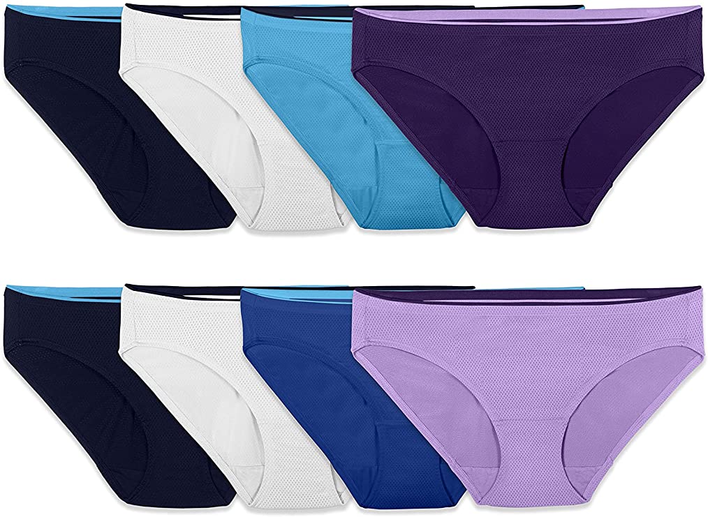 Fruit of the Loom Women's Breathable Micro-Mesh Low-Rise Brief Underwear, 8  Pack