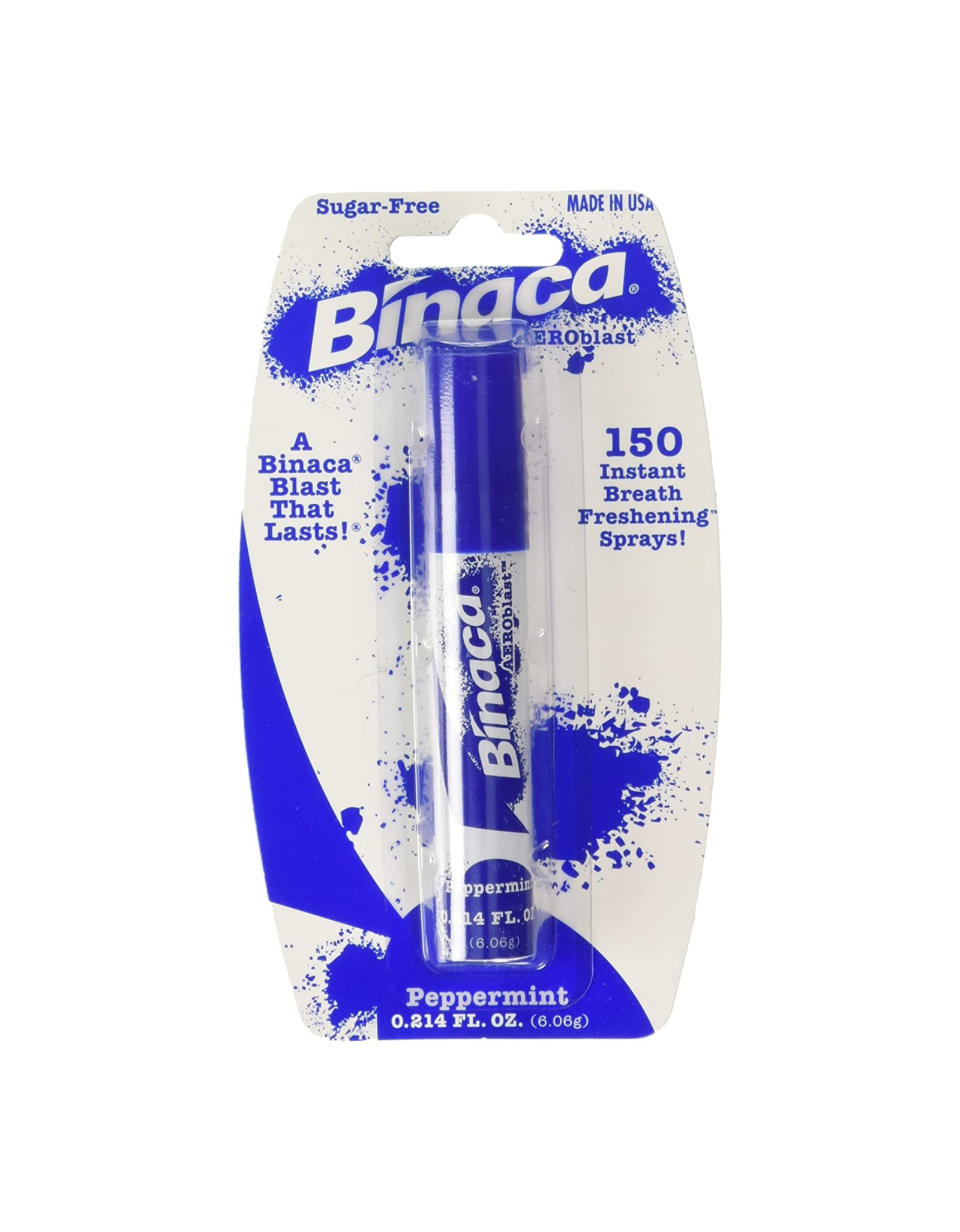 Binaca blast Breath Spray Aeroblast, Peppermint flavor, 0.214 fl oz, (pack of 6)