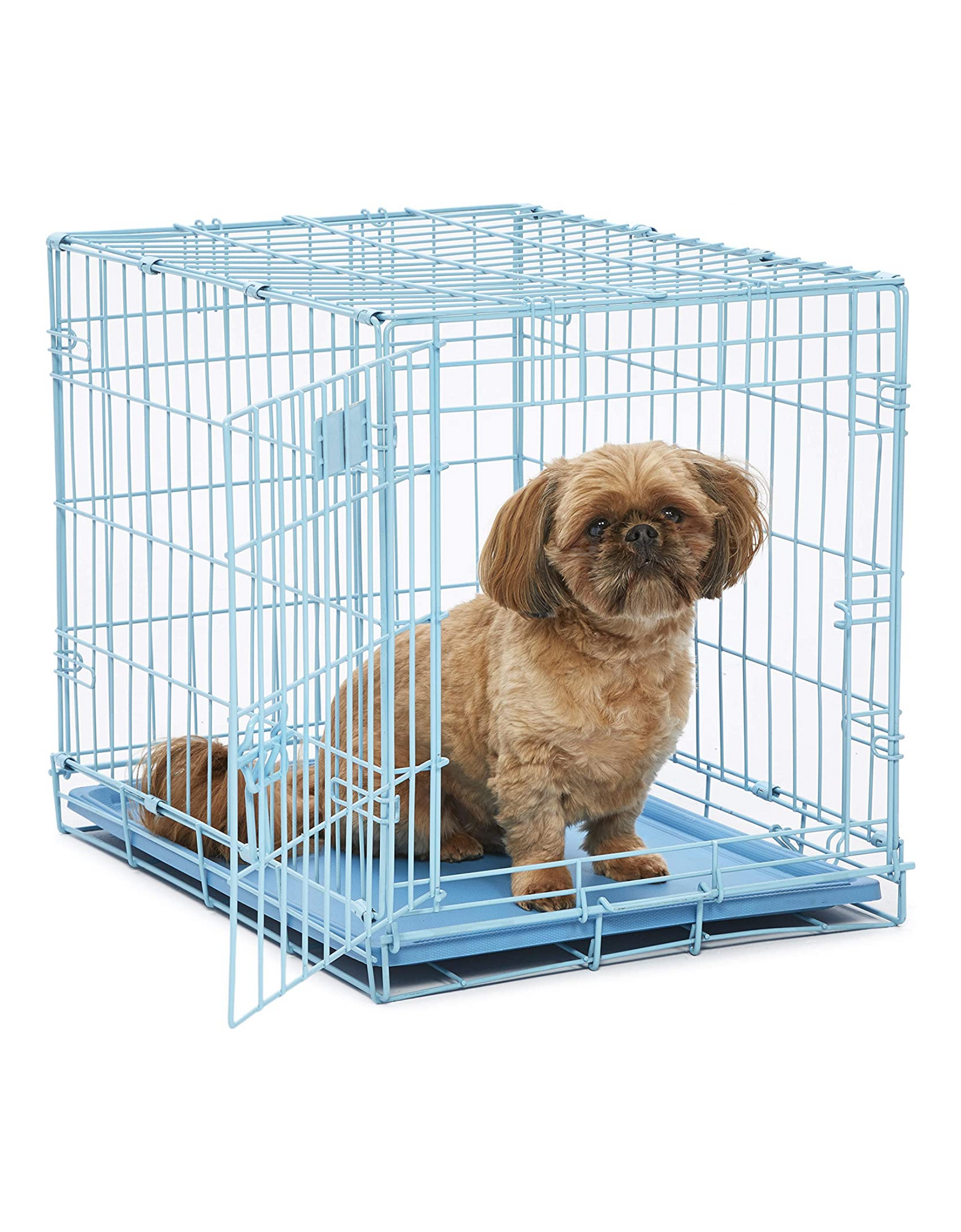 Blue Dog Crate | MidWest iCrate 24.77" Blue Folding Metal Dog Crate w/ Divider Panel