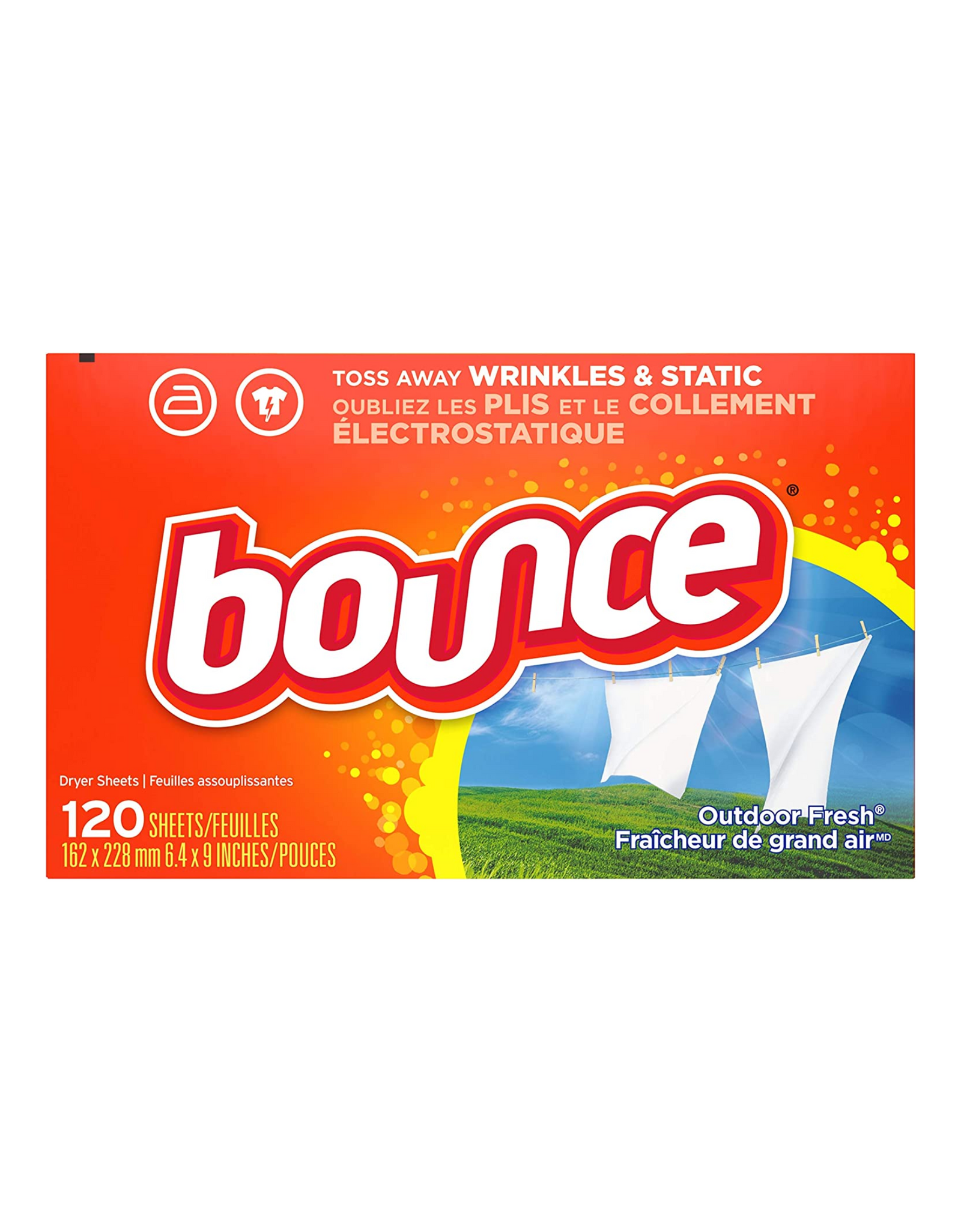 Bounce Dryer Sheets Laundry Fabric Softener, Outdoor Fresh Scent, 120 Ct