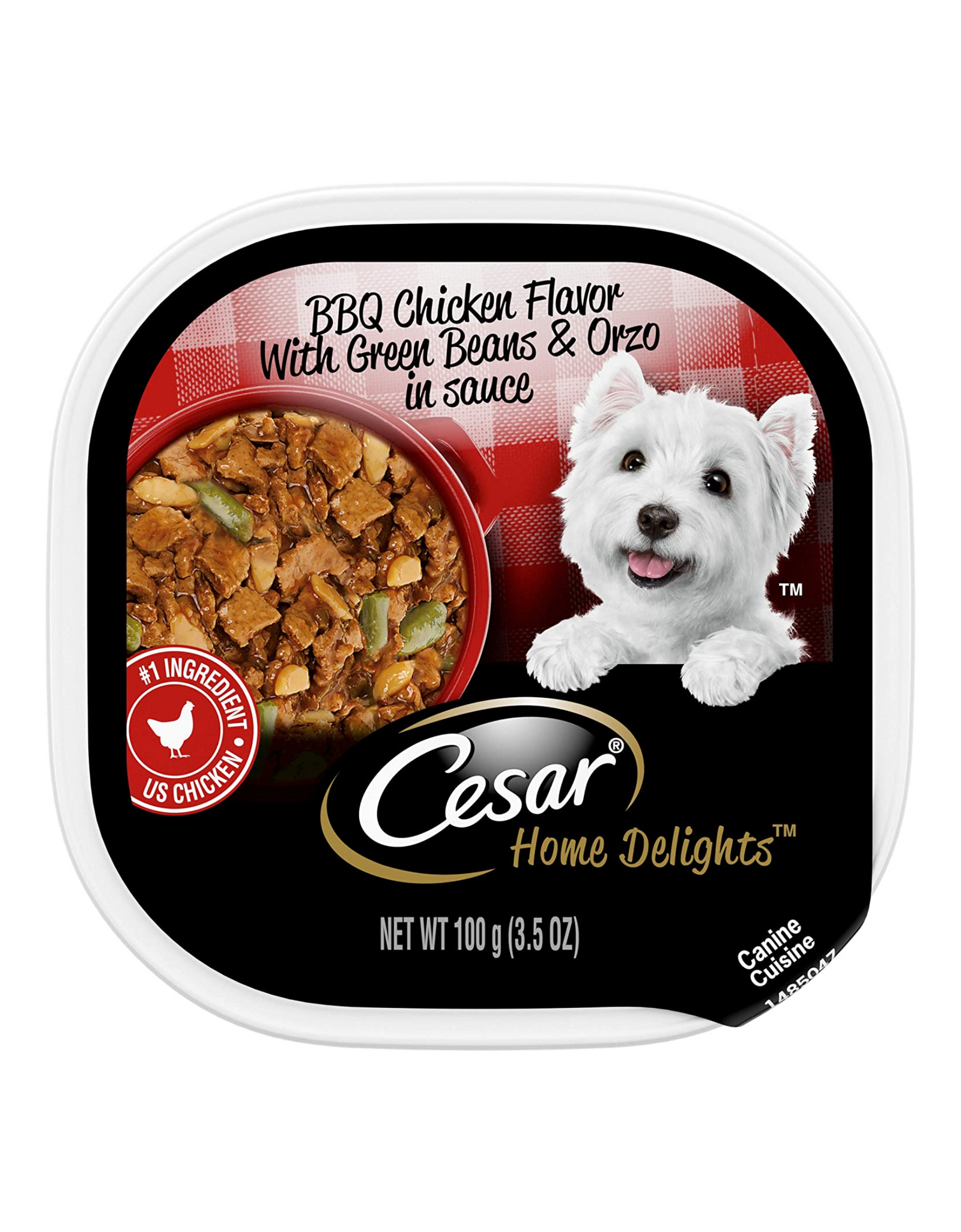 CESAR HOME DELIGHTS Adult BBQ Chicken Flavor with Green Beans & Orzo in Sauce, 3.5 oz, 24 Count