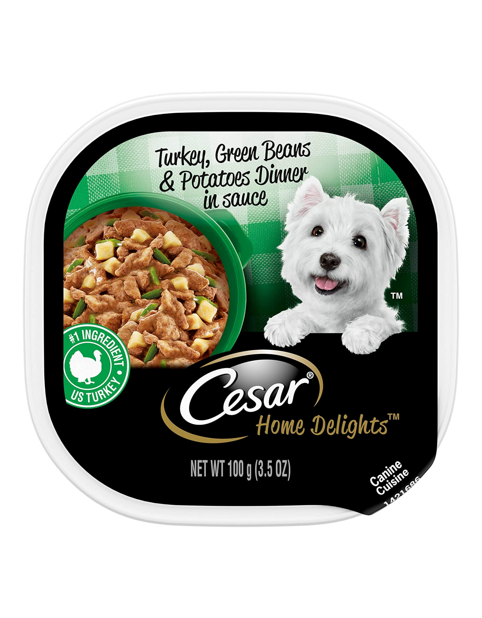 CESAR HOME DELIGHTS Turkey, Green Beans & Potatoes Dinner in Sauce, 3.5 oz, 24 Count