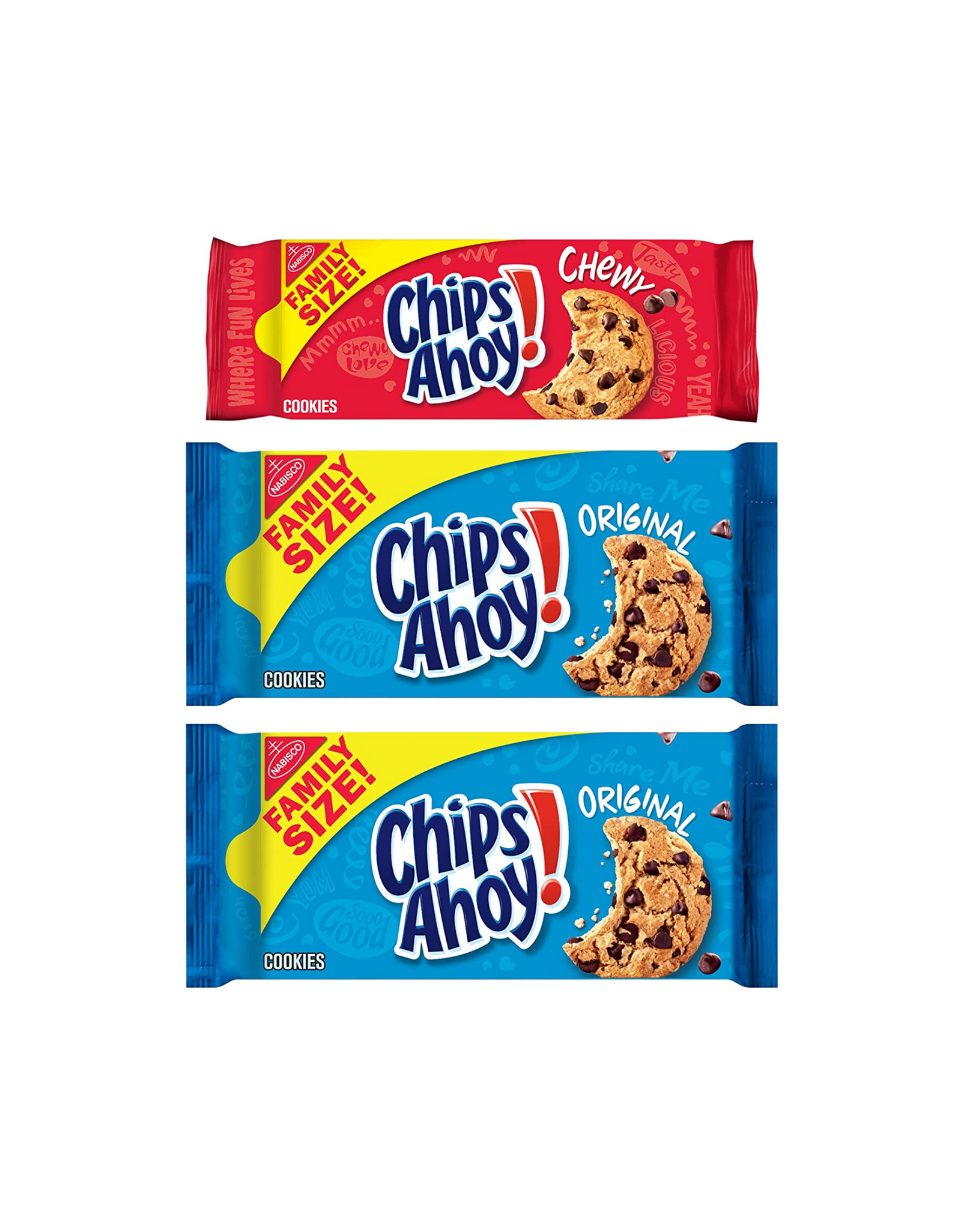 CHIPS AHOY! Original Chocolate Chip Cookies & Chewy Cookies Bundle, Family Size, 3 Ct (Pack of 1)
