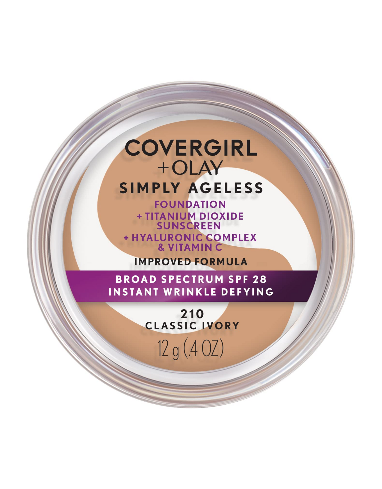 COVERGIRL+OLAY Simply Ageless Foundation with Broad Spectrum SPF 28, 205 Classic Ivory, 0.44 oz