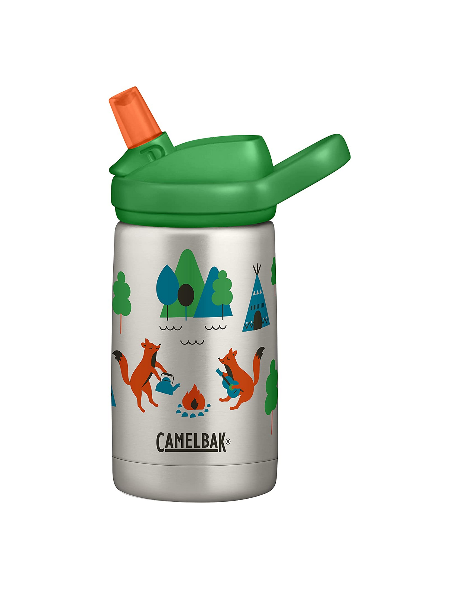 CamelBak Eddy+ Kids Water Bottle, Vacuum Insulated Stainless Steel, 12 oz, Camping Foxes