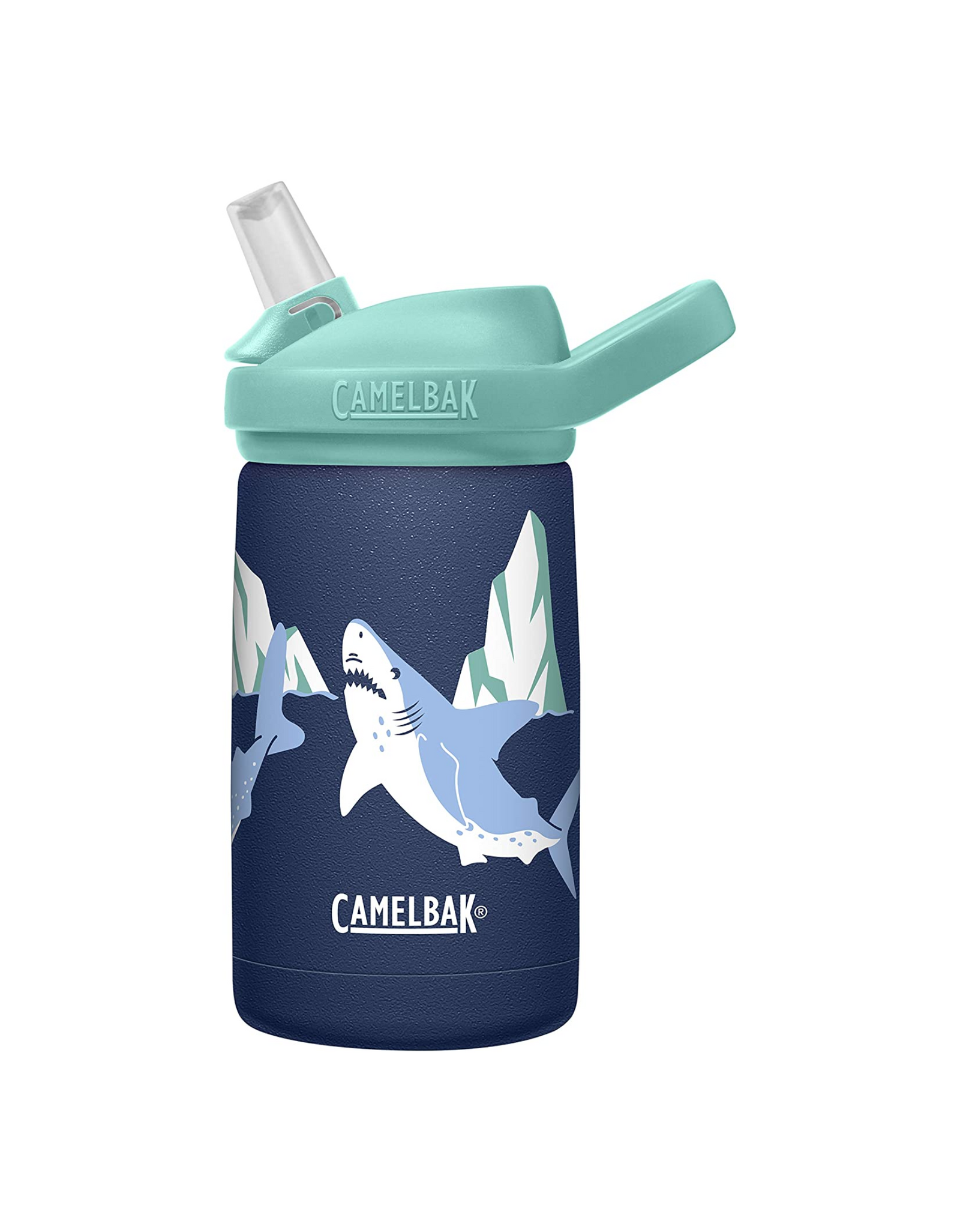 CamelBak Eddy+ Kids Water Bottle, Vacuum Insulated Stainless Steel, 12 oz, Polar Sharks