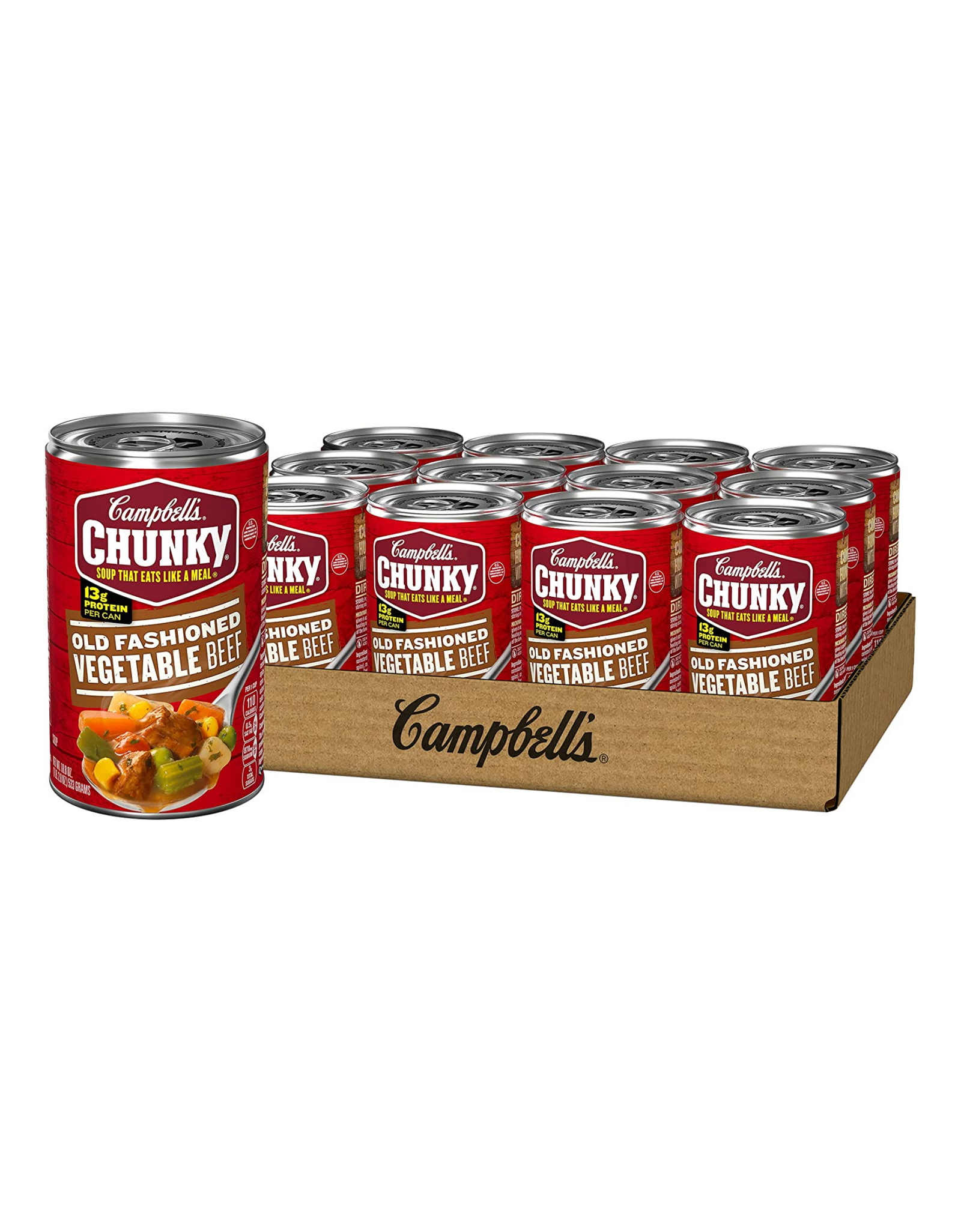 Campbell's Chunky Soup, Old Fashioned Vegetable Beef Soup, 18.8 oz, 12 Cans
