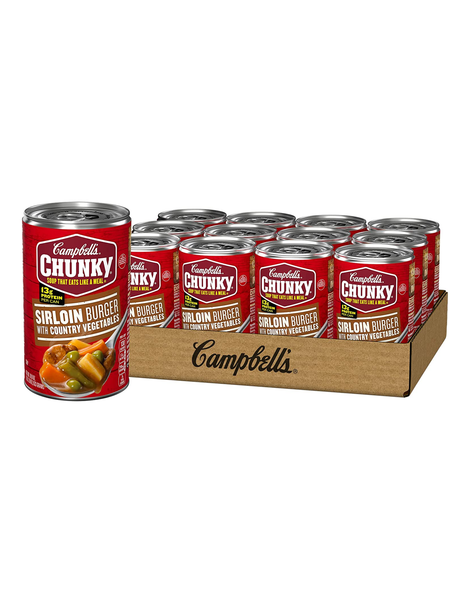 Campbell's Chunky Soup, Sirloin Burger With Country Vegetables Soup, 18.8 oz, 12 Cans