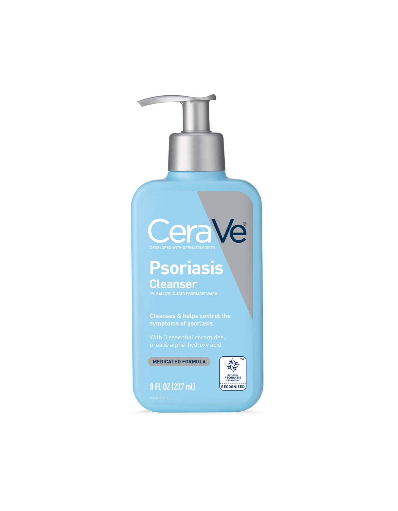CeraVe Cleanser for Psoriasis Treatment With 2% Salicylic Acid for Dry Skin Itch Relief & Latic Acid for Exfoliation, 8 Fl Oz