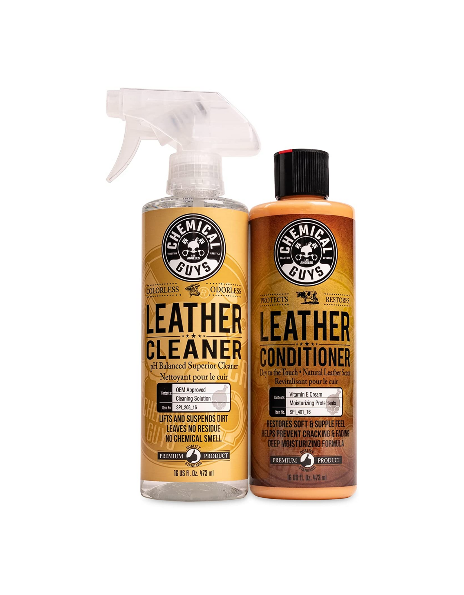 Chemical Guys SPI_109_16 Leather Cleaner and Leather Conditioner Kit, 16 fl oz Bottles (pack of 2)