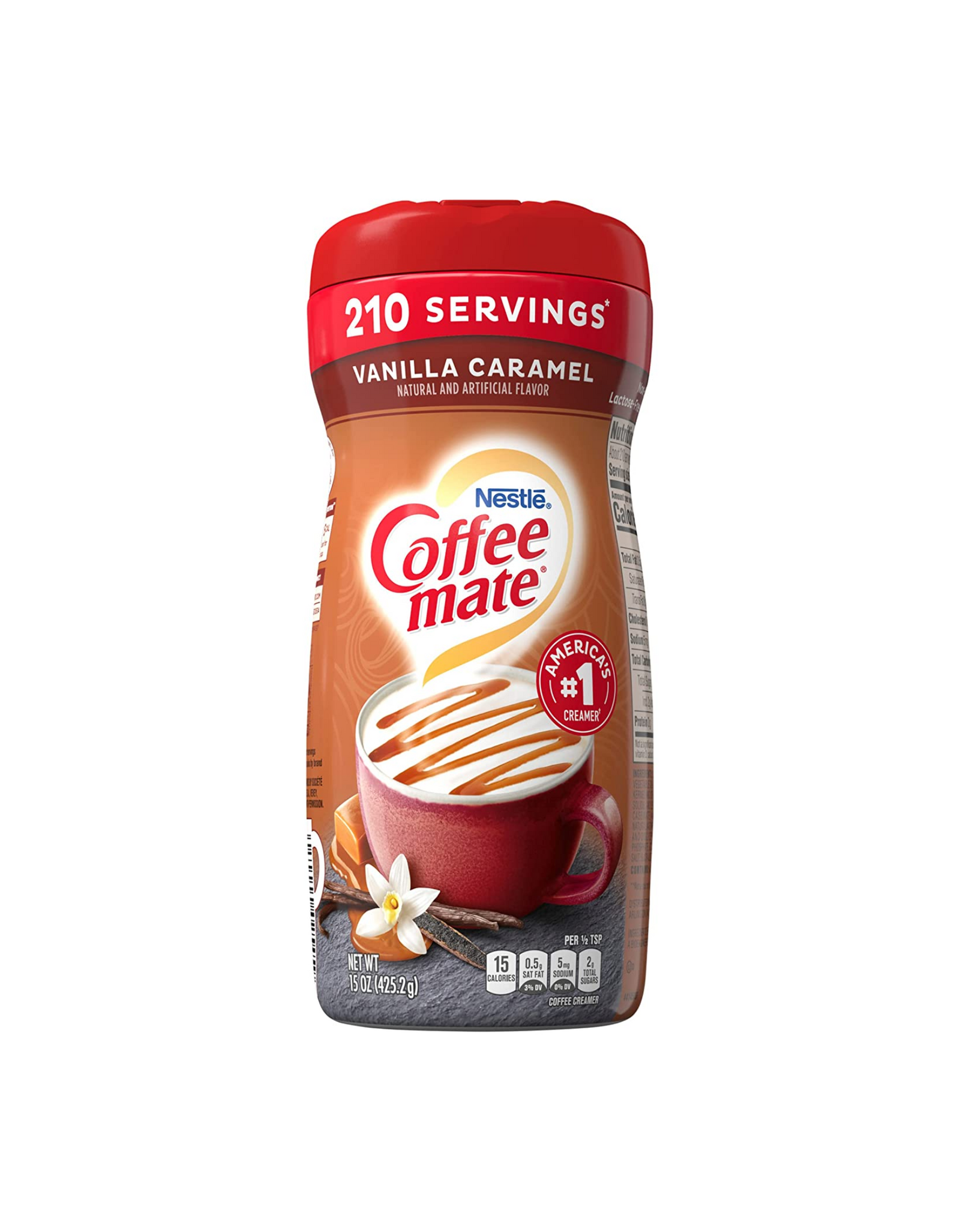 Coffee-mate Vanilla Caramel Powder Coffee Creamer, Natural and Artificial Flavor, 15 oz (Pack of 6)