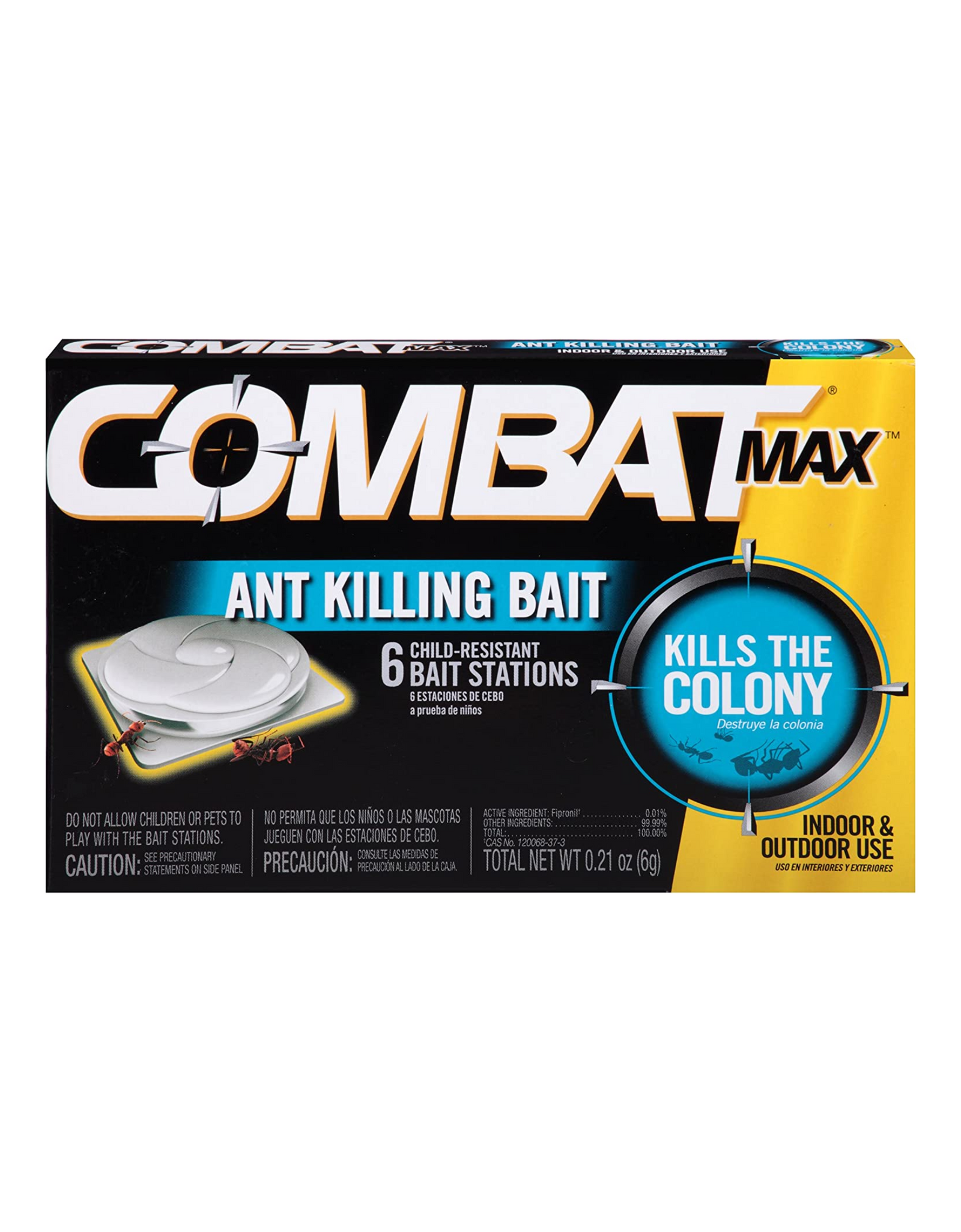 Combat Max Ant Killing Bait Stations, Indoor and Outdoor Use, 0.21 Oz, 6 Ct