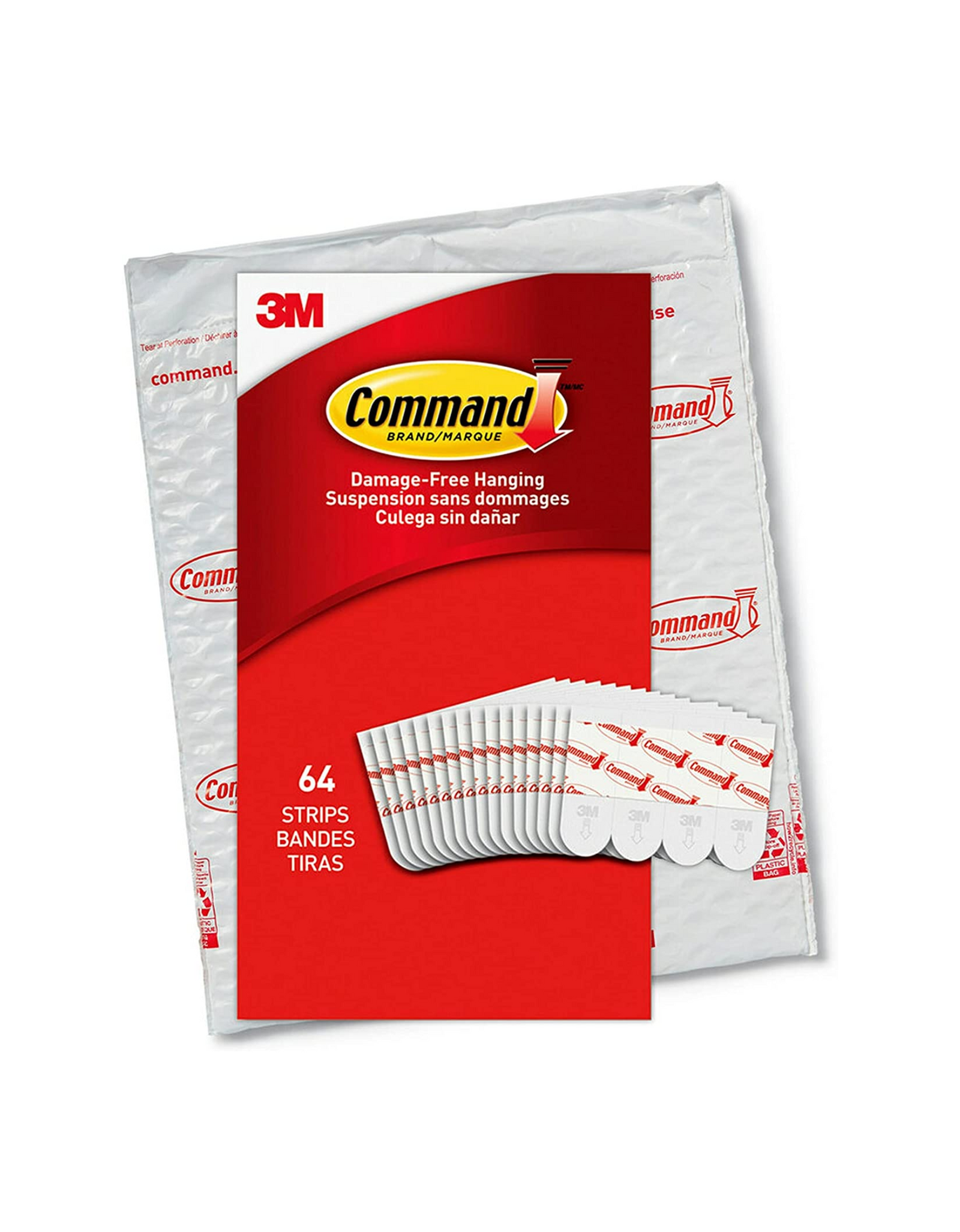 Command Small Refill Strips, White, 64 Ct