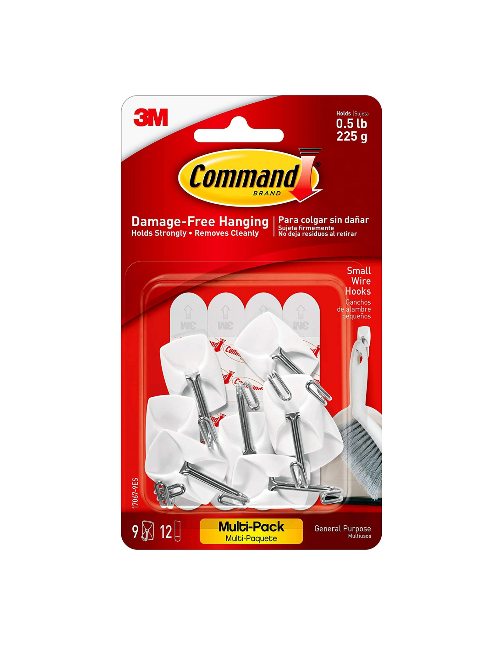 Command Small Wire Hooks Value Pack, White, 12 Strips, 9 Hooks