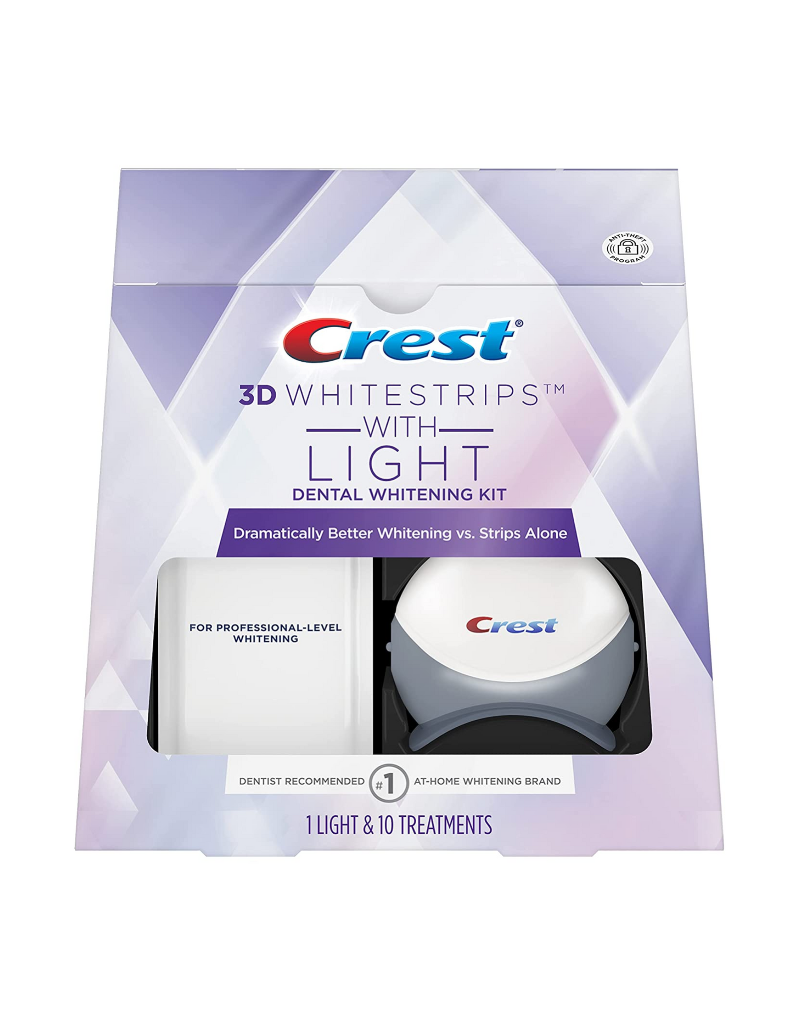Crest 3D Whitestrips with Light, Dental Whitening Kit, 1 Light & 10 Treatements