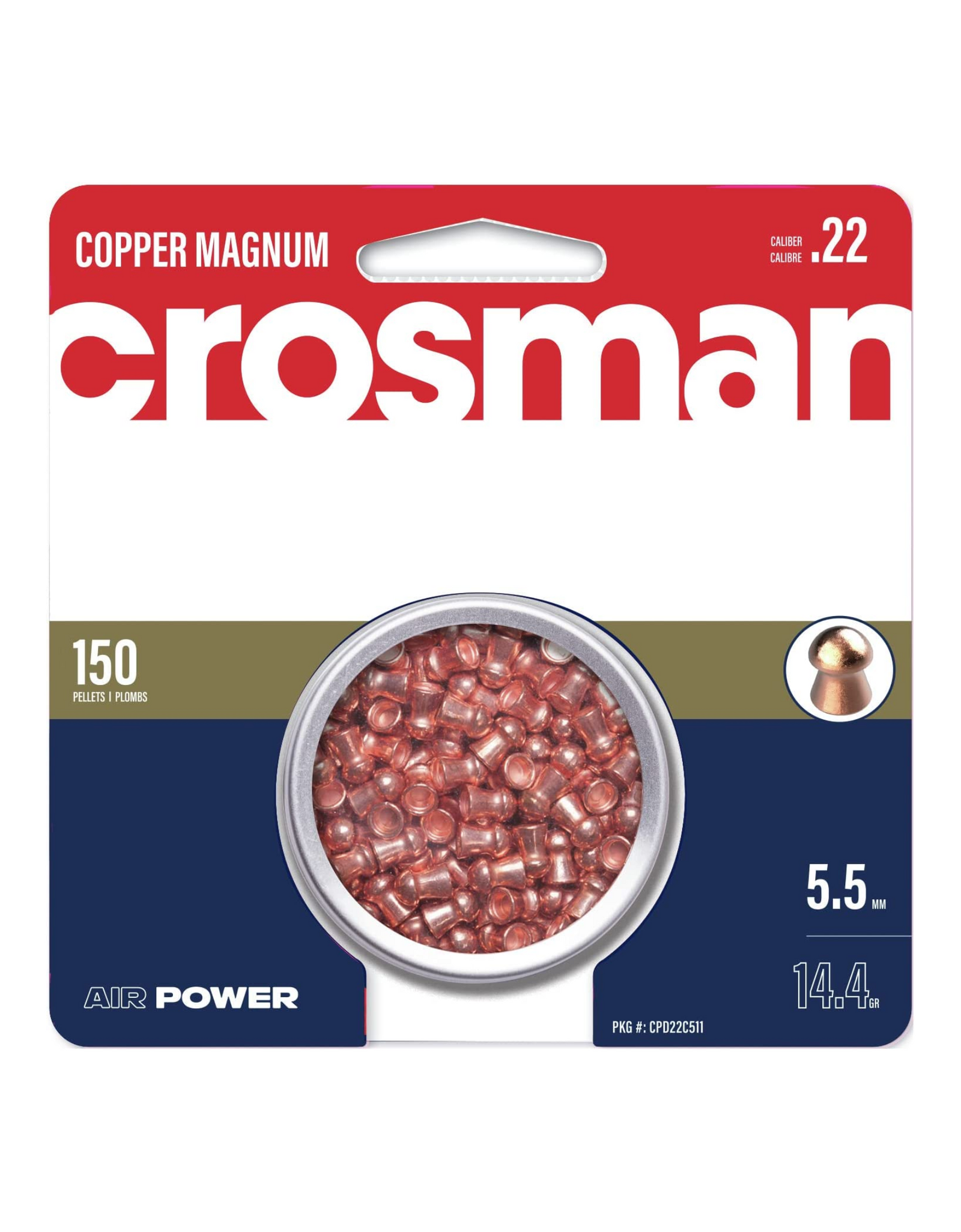 Crosman Copper Magnum Domed Pellets .22 Caliber (150 count)