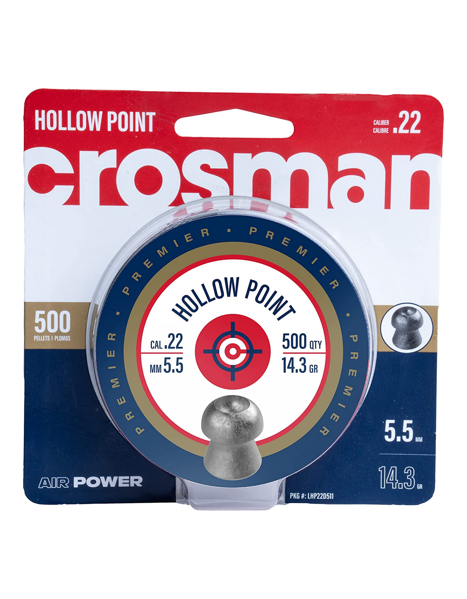 Crosman Premier Lead Pellets .22 Caliber Hollow Point (500 Count) LHP22
