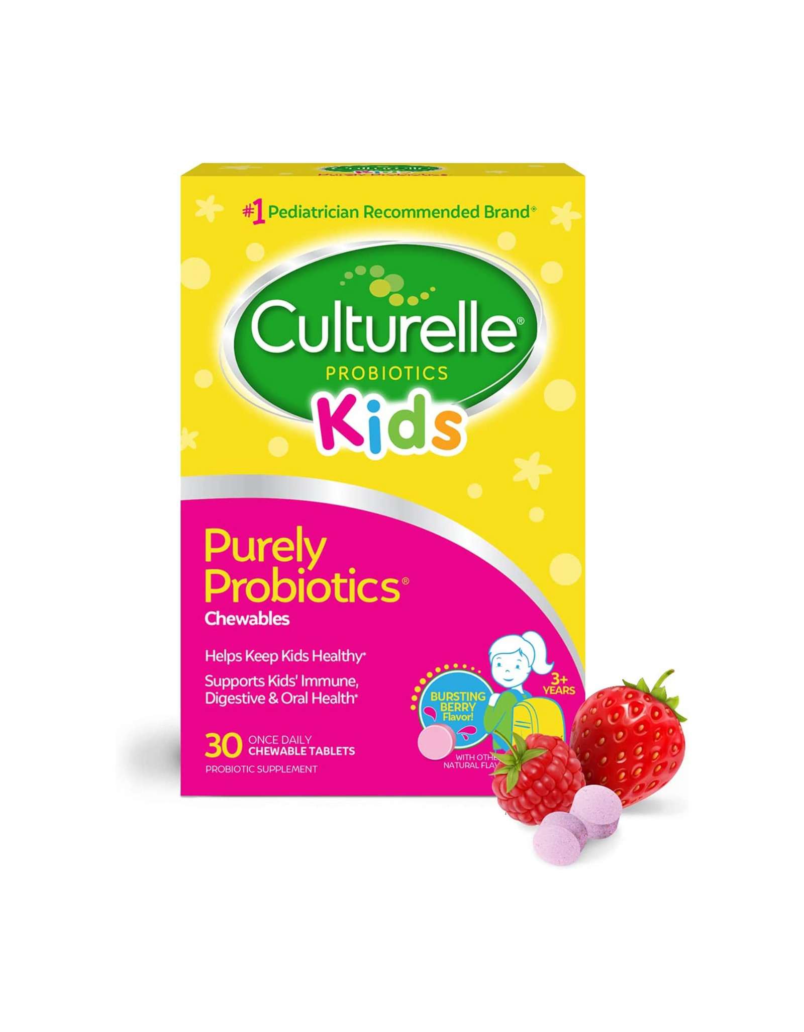 Culturelle Kids Chewable Daily Probiotic for Kids, For 3+ Years Old, 30 Ct