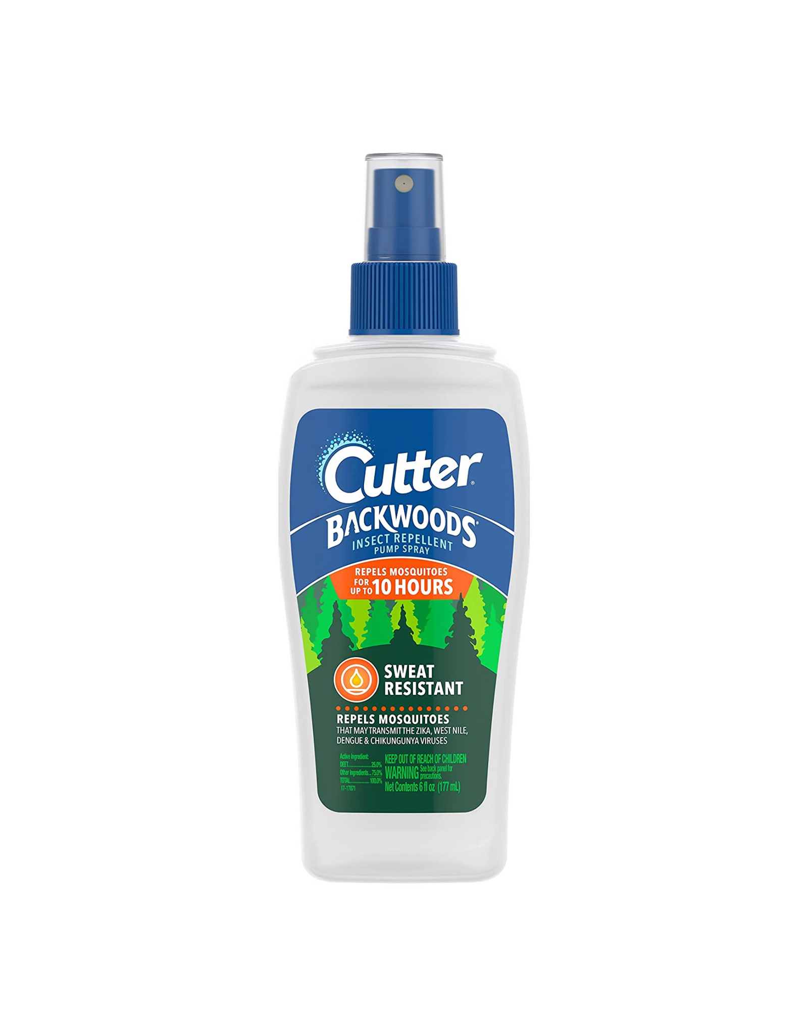 Cutter Backwoods Insect Repellent Pump Spray, Sweat Resistant, 6 fl oz