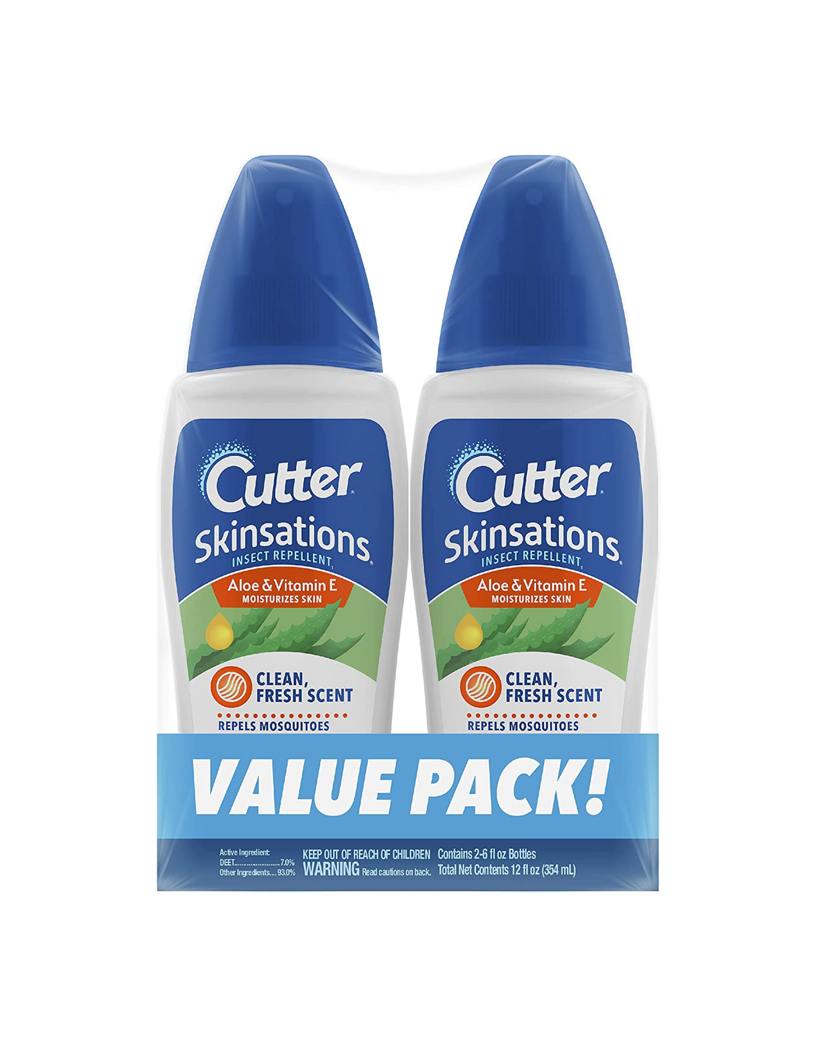 Cutter Skinsations Insect Repellent with Aloe & Vitamin E, 6 oz, Twin pack