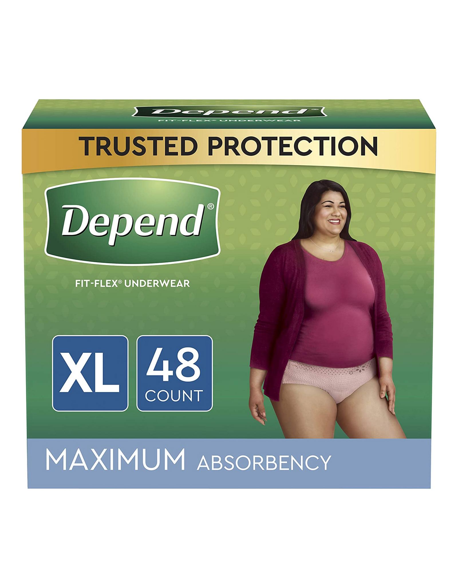 Depend FIT-FLEX Incontinence Underwear For Women, Maximum Absorbency, X-Large, 48 Ct (2 Pack)
