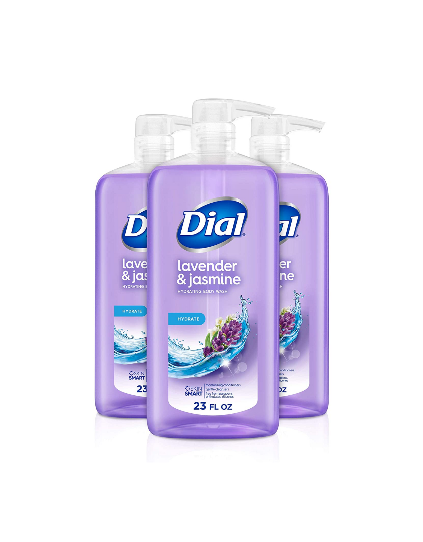 Dial Body Wash, Lavender & Jasmine, Hydrate, 23 fl oz (Pack of 3)