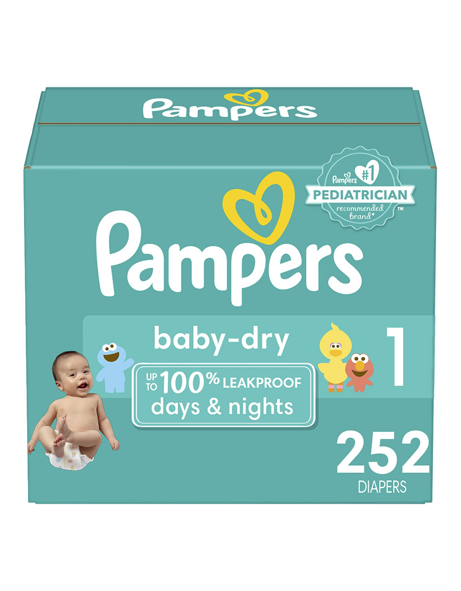Diapers Newborn/Size 1 (8-14 lb), Pampers Baby Dry Baby Diapers, 252 Ct (Prints & PackagingMay Vary)