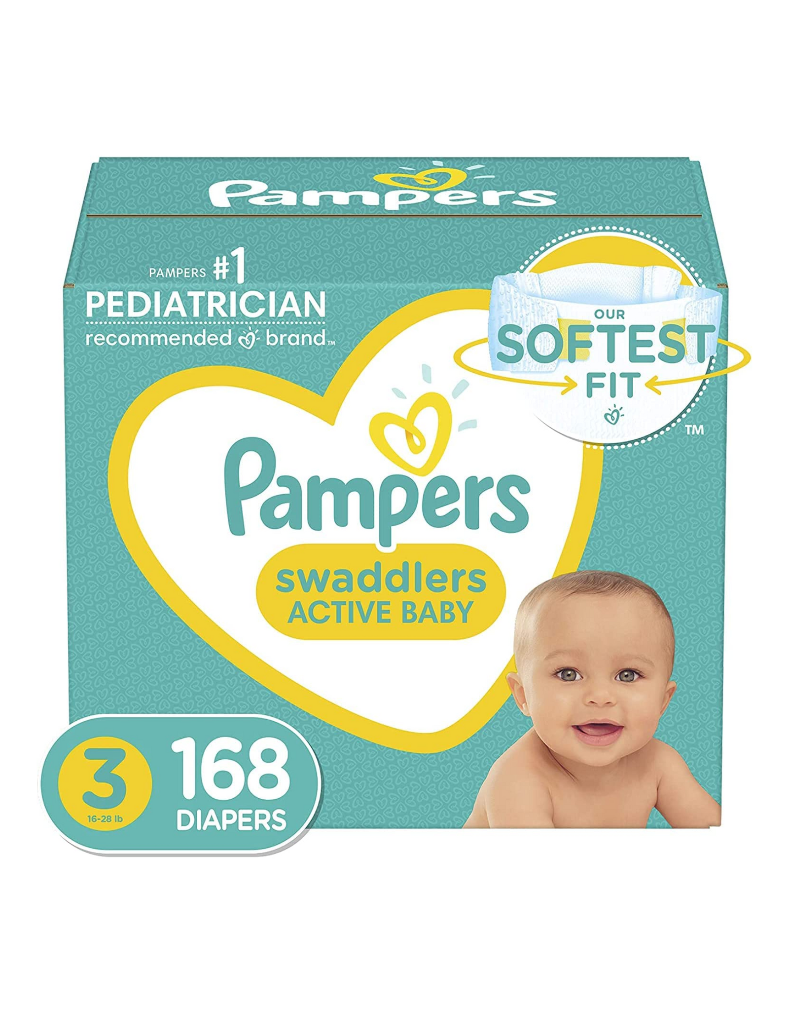 Diapers Size 3, 168 Count - Pampers Swaddlers Baby Diapers, One Month Supply (Packaging May Vary)