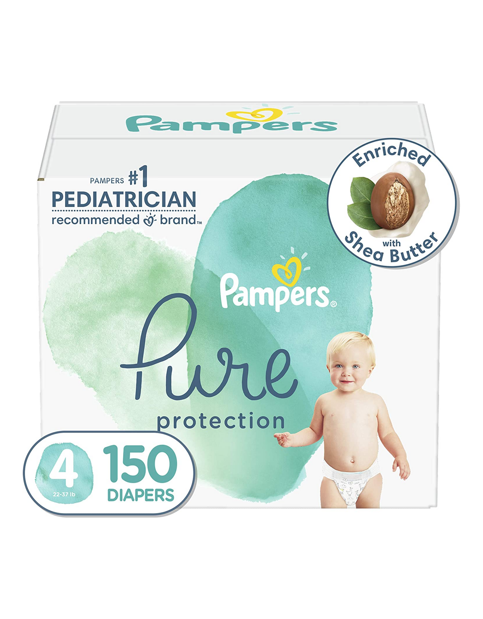 Diapers Size 4, 150 Count - Pampers Pure Protection Baby Diapers, Fragrance Free, (Packaging May Vary)