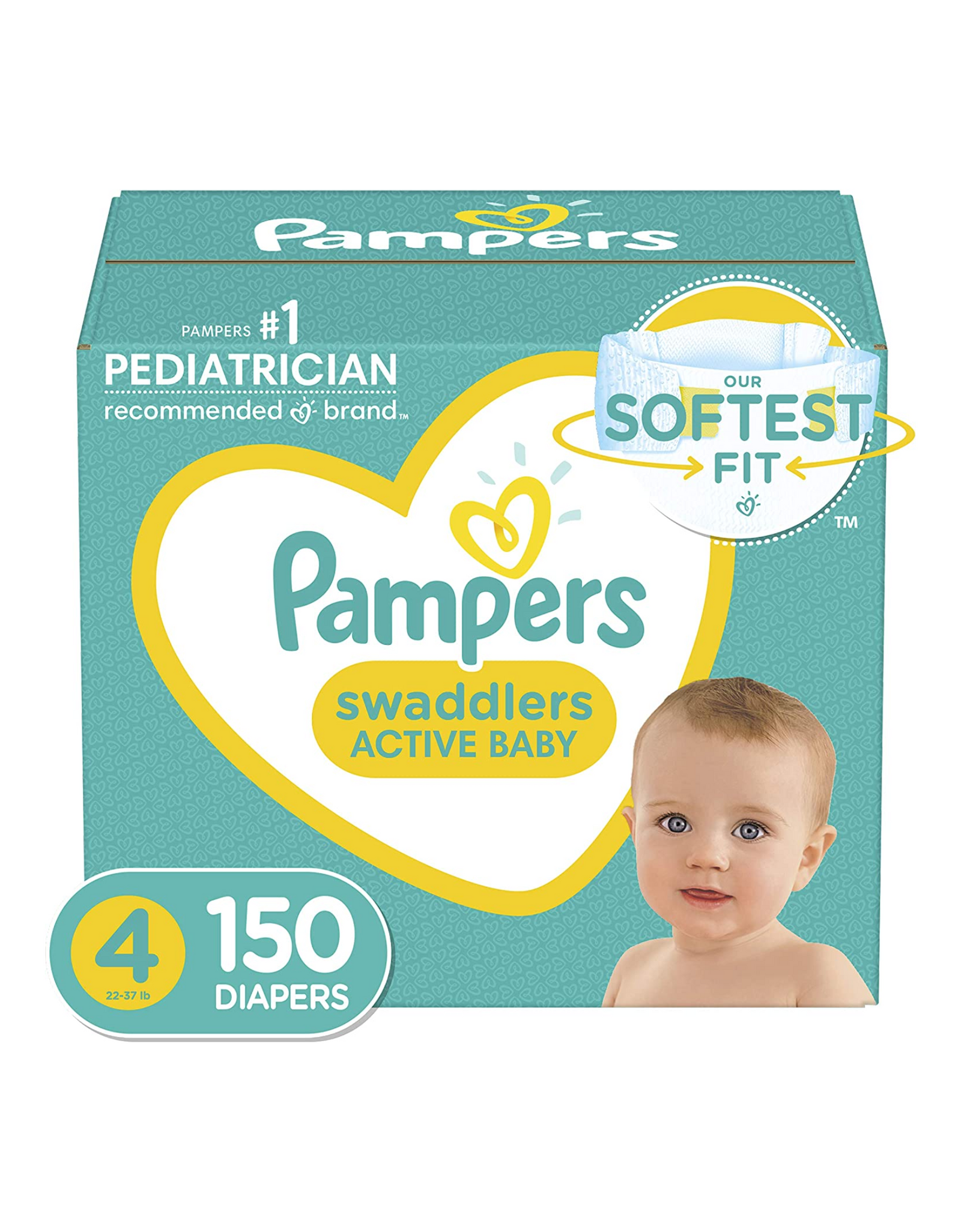 Diapers Size 4, 150 Count - Pampers Swaddlers Active Baby Diapers (Packaging May Vary)