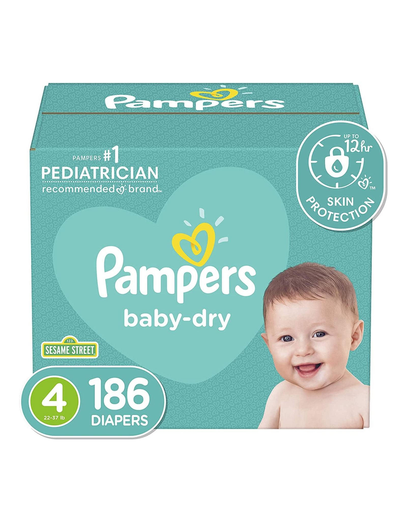 Diapers Size 4, 186 Count - Pampers Baby Dry Disposable Baby Diapers, Packaging & Prints May Vary
