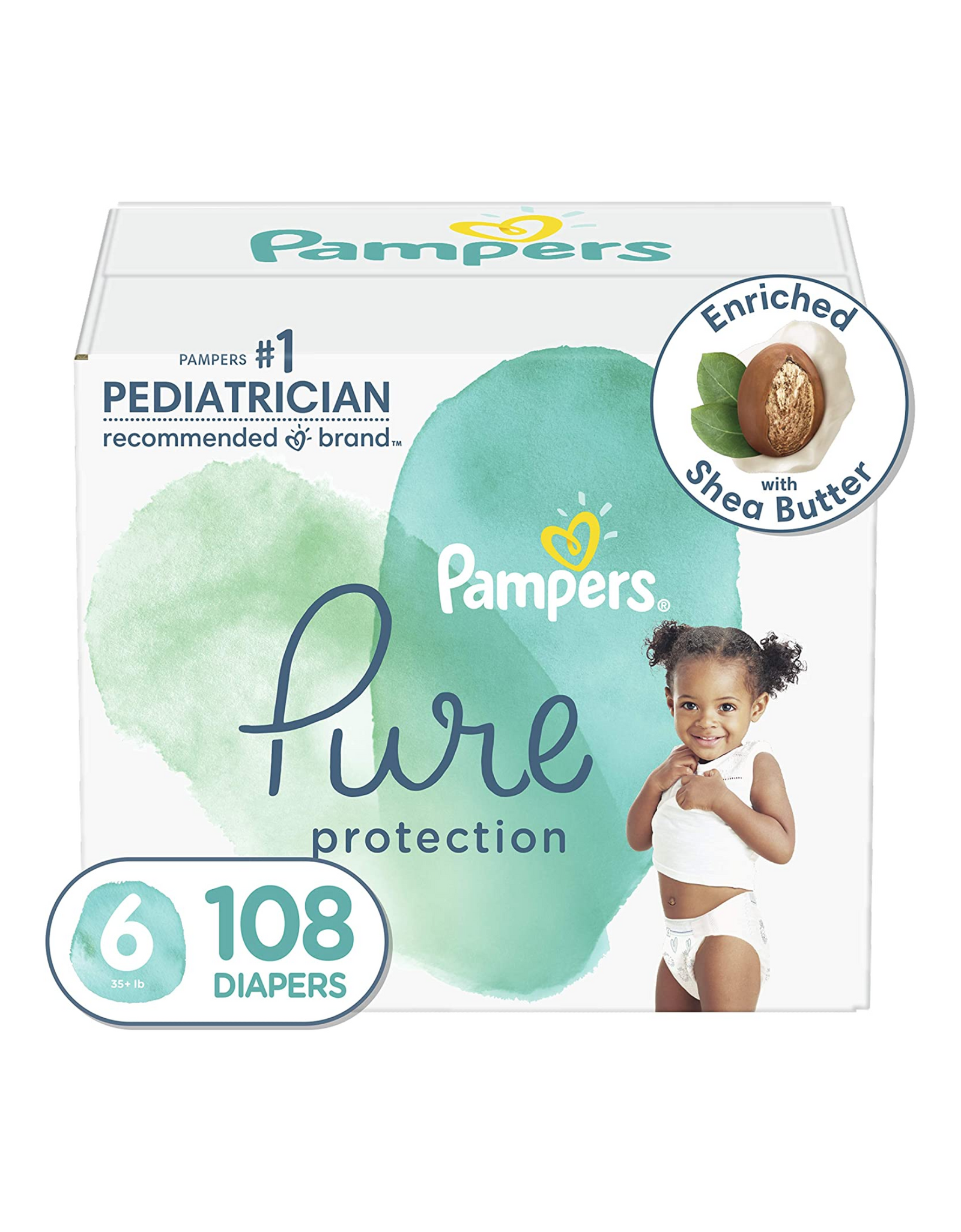 Diapers Size 6, 108 Count - Pampers Pure Protection Baby Diapers, Fragrance Free, (Packaging May Vary)