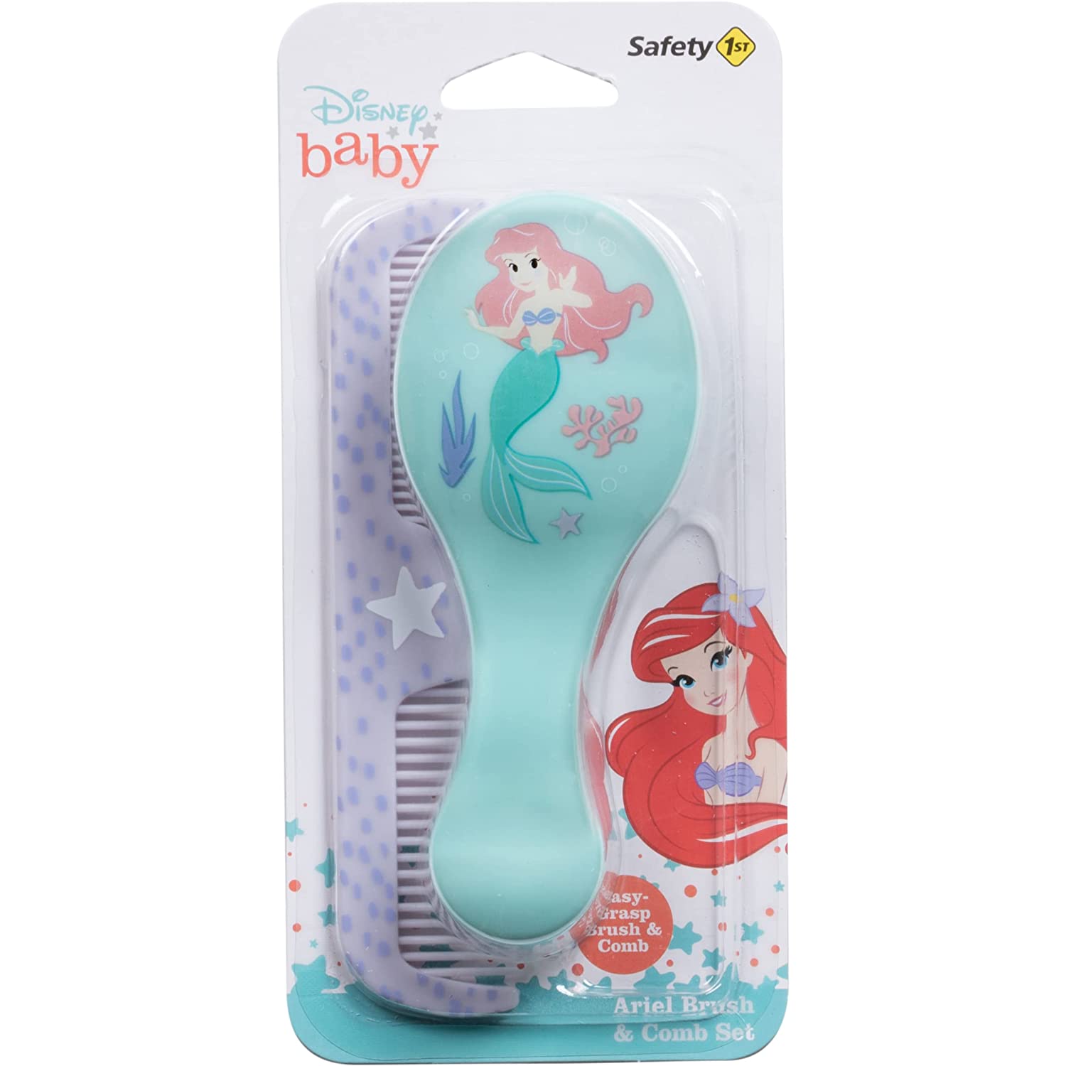 Disney Baby Brush & Comb Set, Ariel Color - With Easy Grip Handles