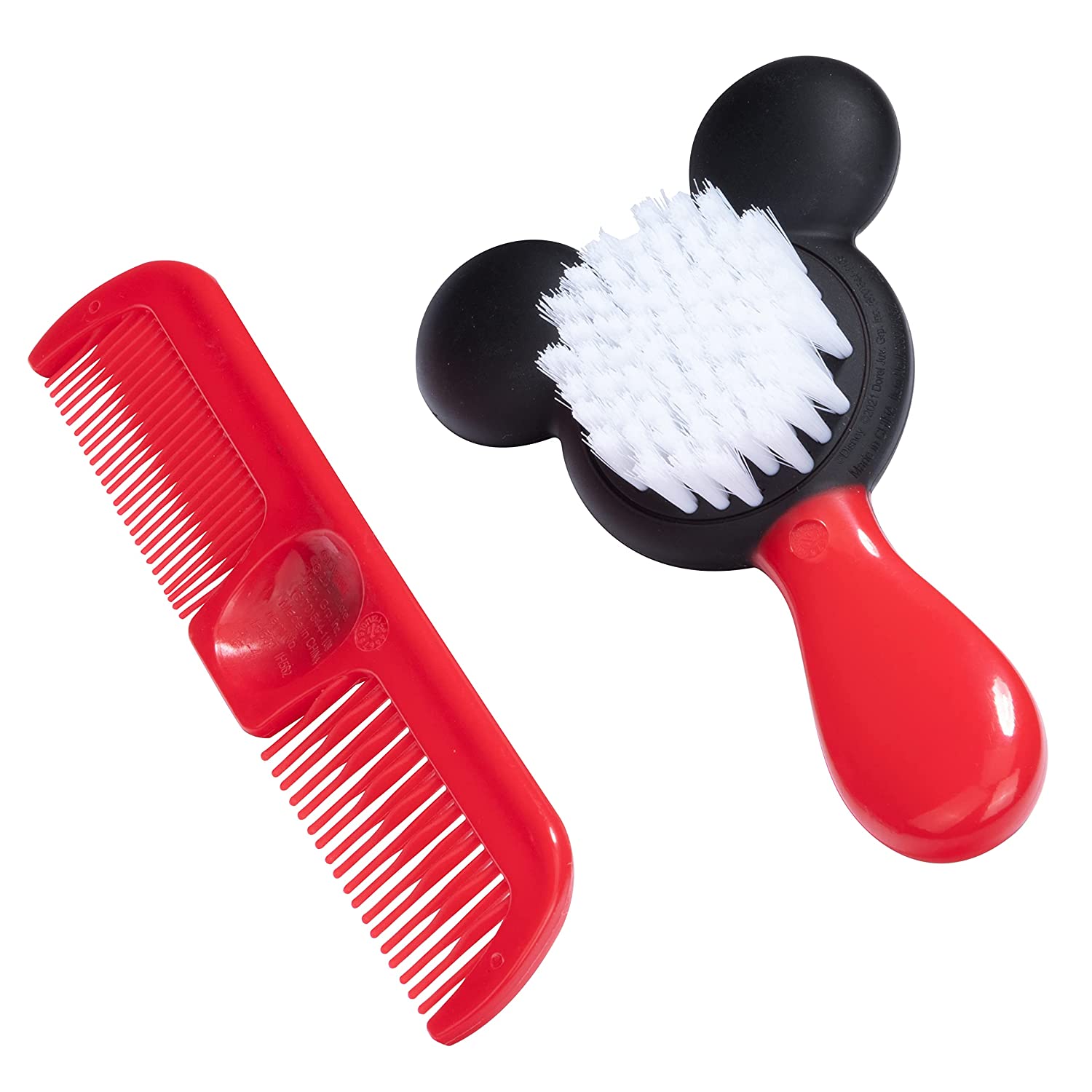 Disney Baby Mickey Mouse Brush & Comb Set, Red - With Easy Grip Handles