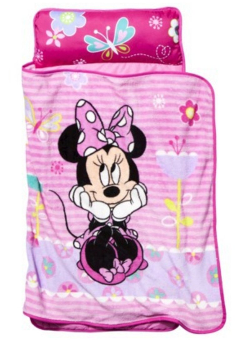 Disney Minnie Mouse Toddler Rolled Nap Mat,  Minnie Mouse-Sweet as Minnie - with an easy carry strap, perfect for travel