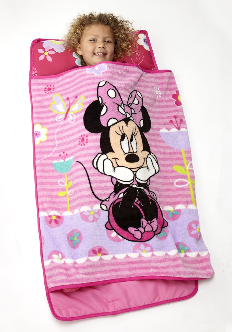 Disney Minnie Mouse Toddler Rolled Nap Mat,  Minnie Mouse-Sweet as Minnie - with an easy carry strap, perfect for travel