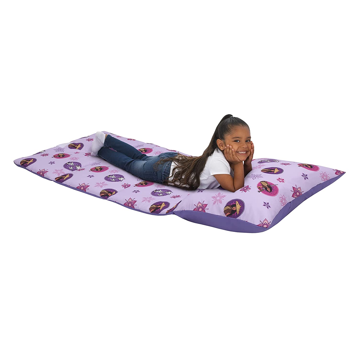 Disney Raya & The Last Dragon Mythic Pop Deluxe Easy Fold Nap Mat,  Purple, Magenta, Tan - Includes a built-in handle