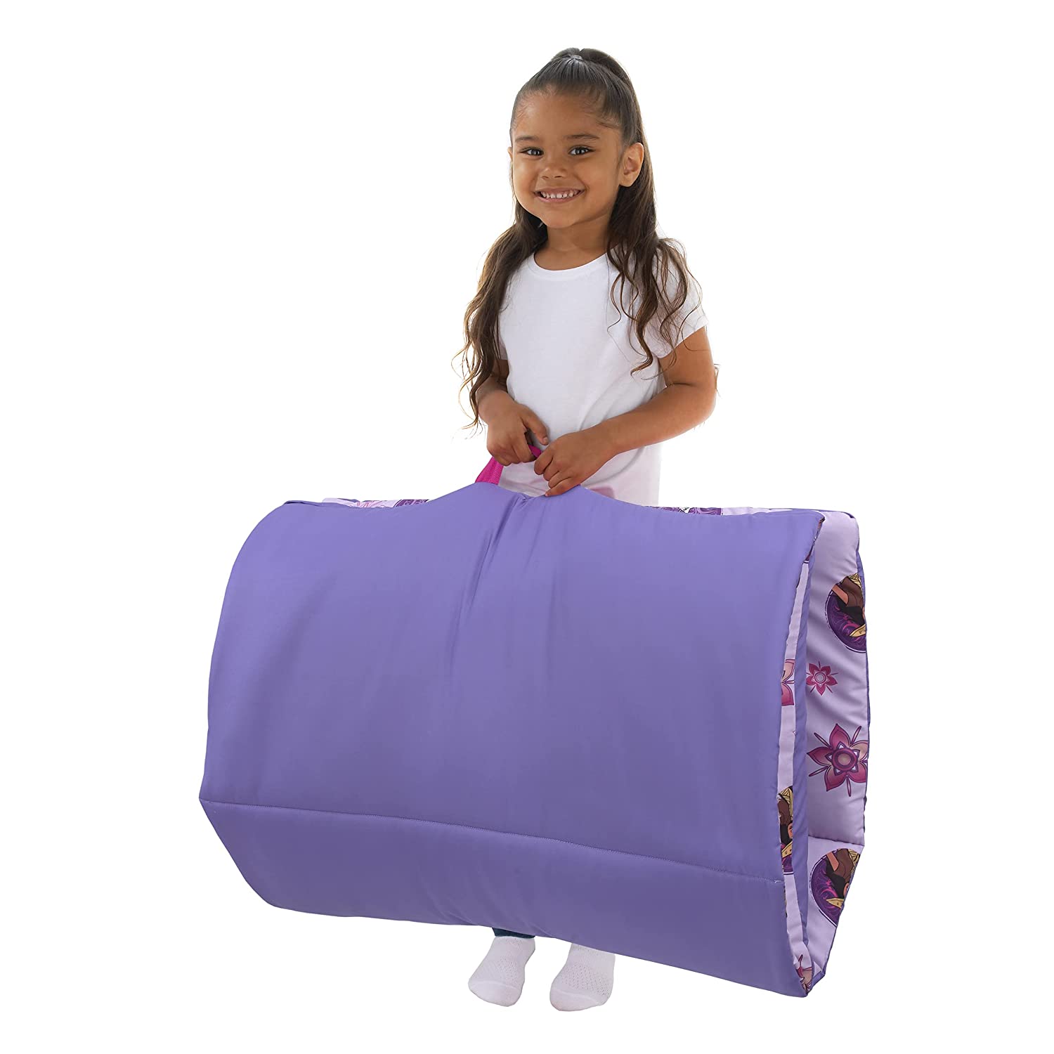 Disney Raya & The Last Dragon Mythic Pop Deluxe Easy Fold Nap Mat,  Purple, Magenta, Tan - Includes a built-in handle