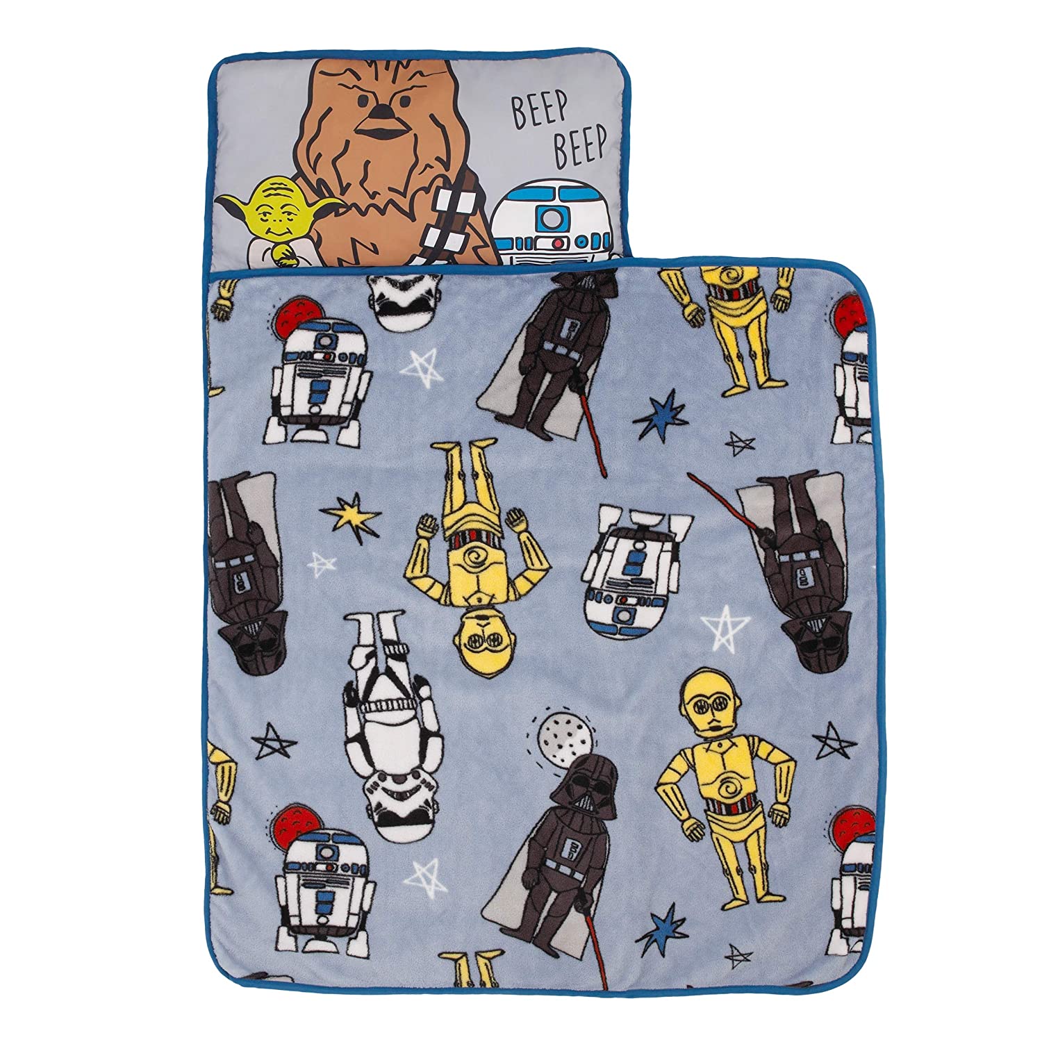 Disney Star Wars Rule The Galaxy Blue, Grey, White Toddler Nap Mat - Perfect For Use As Your Toddler Grows
