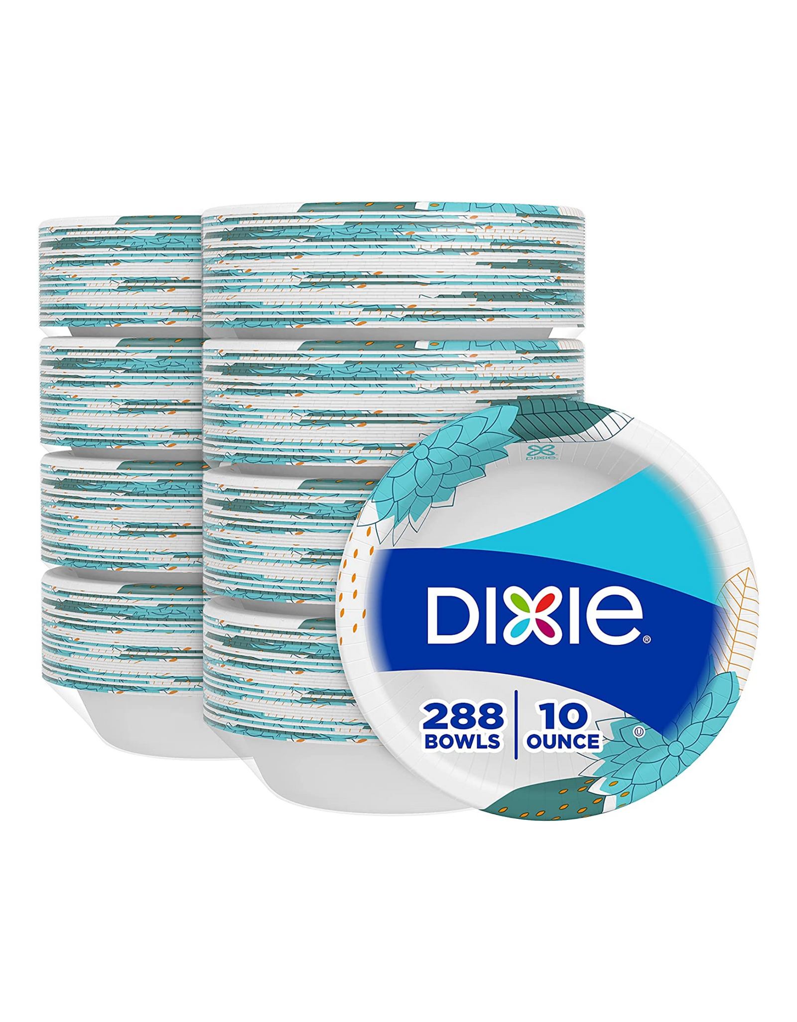Dixie Paper Bowls, 10oz, Dessert or Light Lunch Size Printed Disposable Bowl, 36 Ct(Pack of 8)