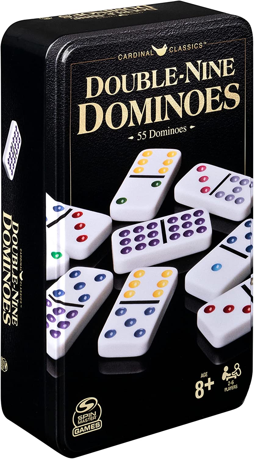 Double Nine Dominoes Set in Storage Tin, Double Line 9 - Kids Ages 8 and up