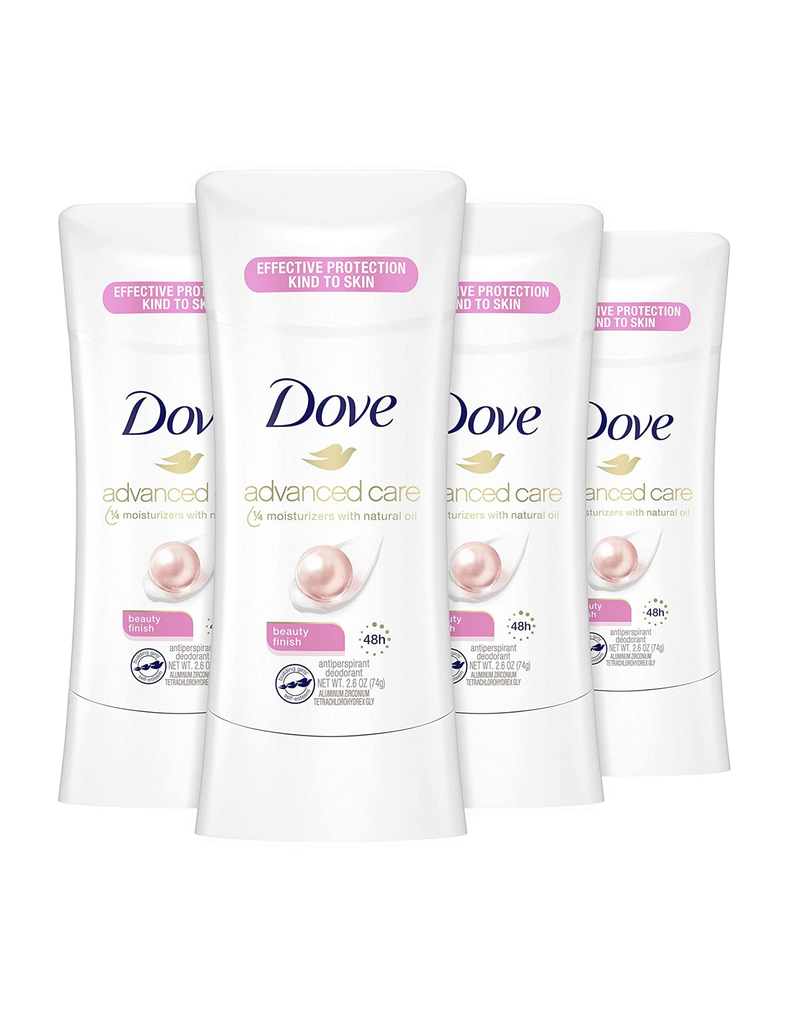 Dove Advanced Care Antiperspirant Deodorant Stick for Women, Beauty Finish, 2.6 oz, 4 Ct