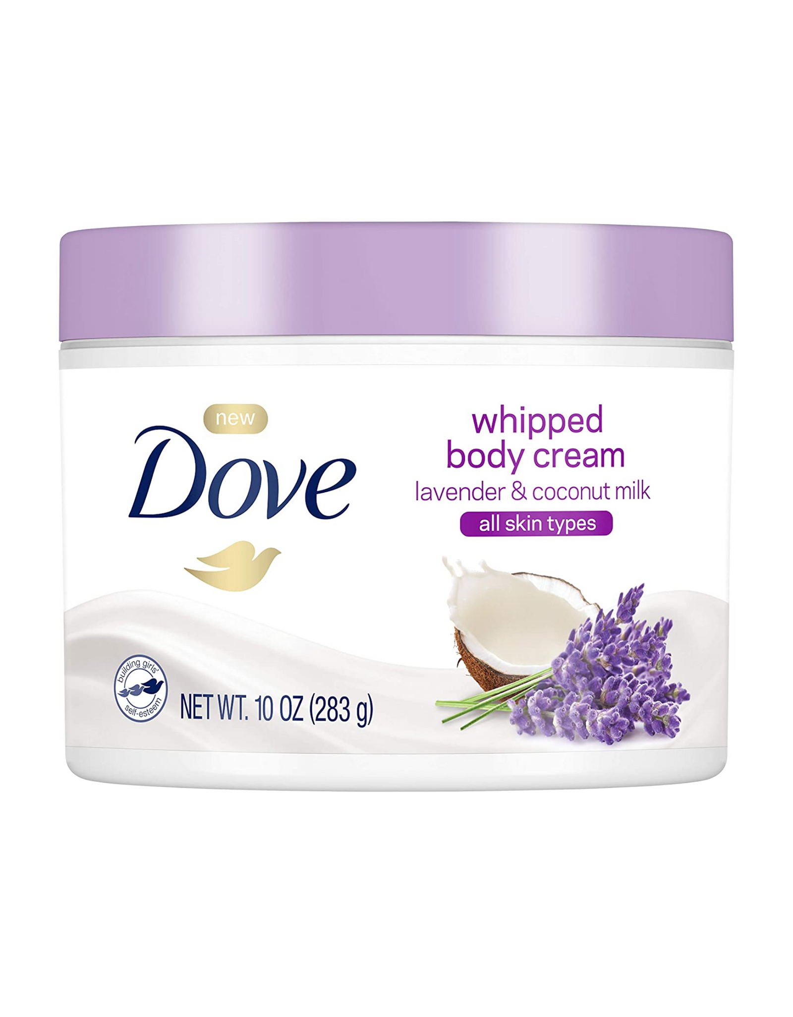Dove Whipped Lavender and Coconut Milk Body Cream, for All Skin Types, 10 oz