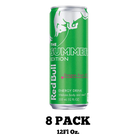 Red Bull Energy Drink, Green Edition, Dragon Fruit, 12 Ounce - Pack of 8