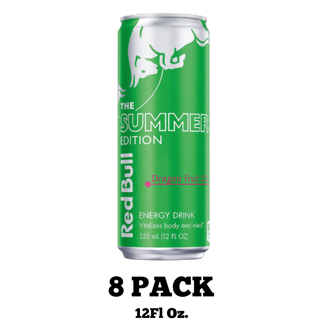 Red Bull Energy Drink, Green Edition, Dragon Fruit, 12 Ounce - Pack of 8